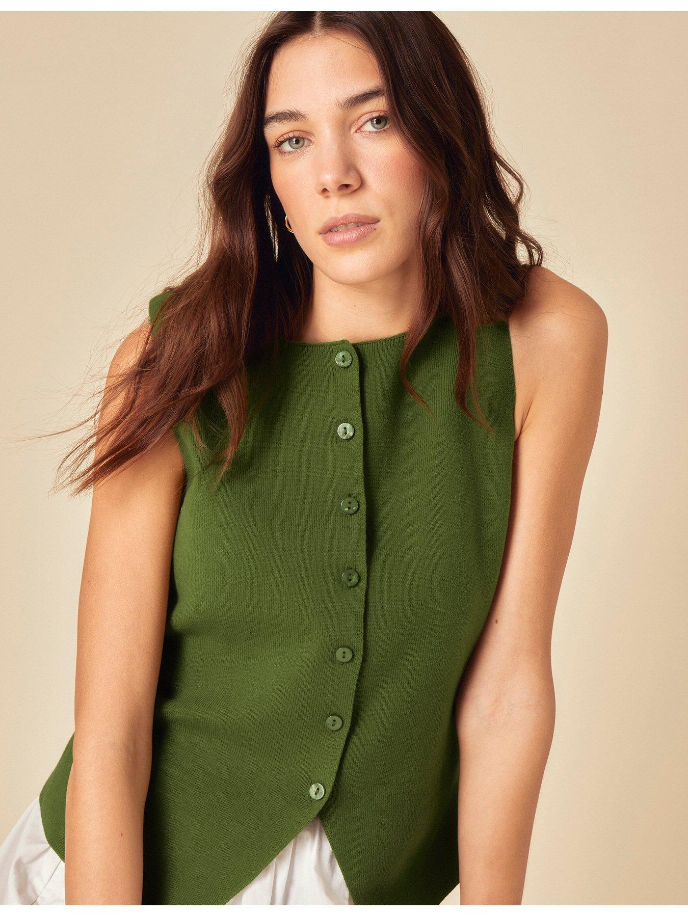  image of nobodys-child-fine-gauge-knitted-waistcoat-green