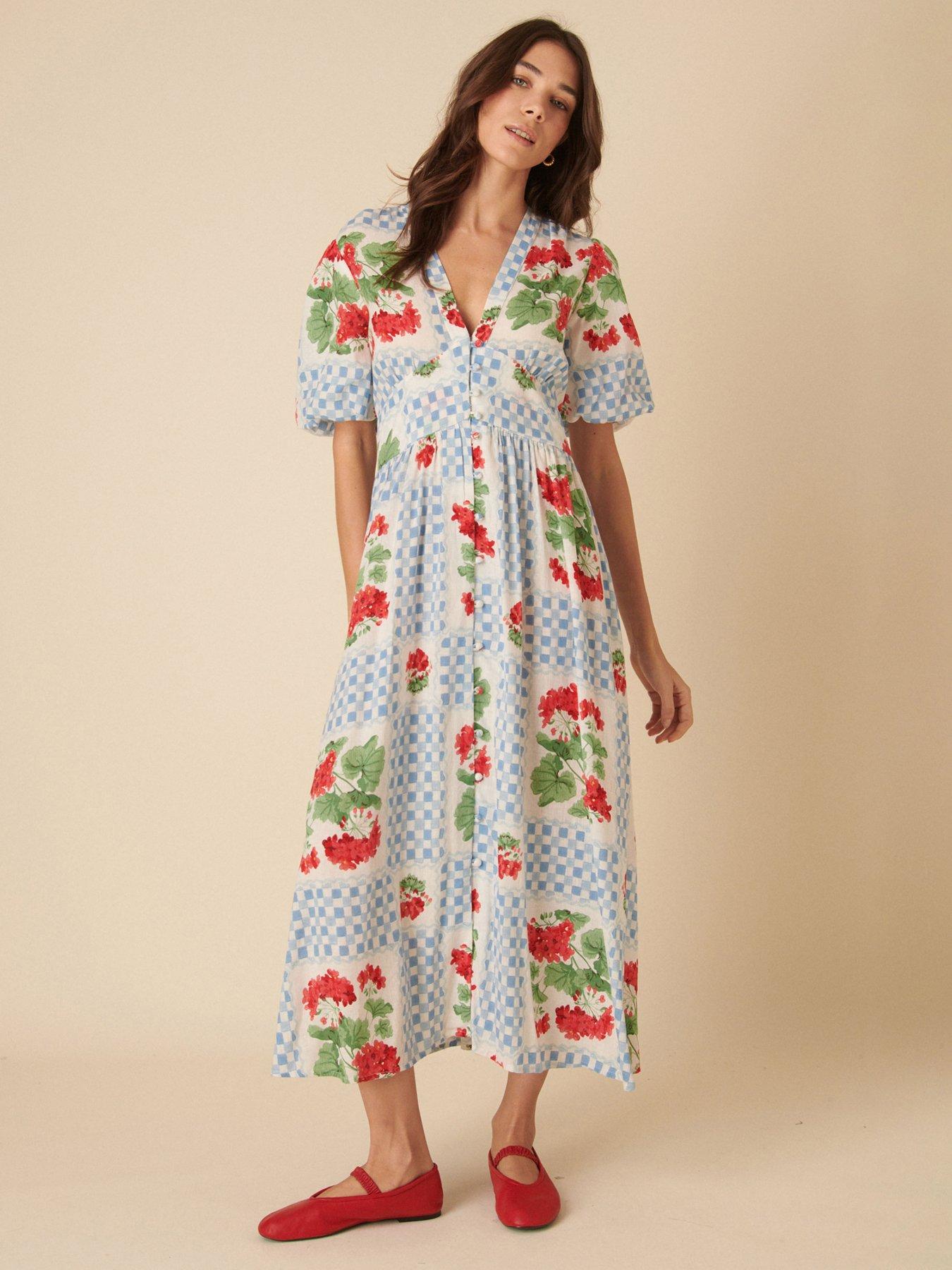 Image 1 of 4 of Nobodys Child Starlight Floral Midaxi Dress - Red