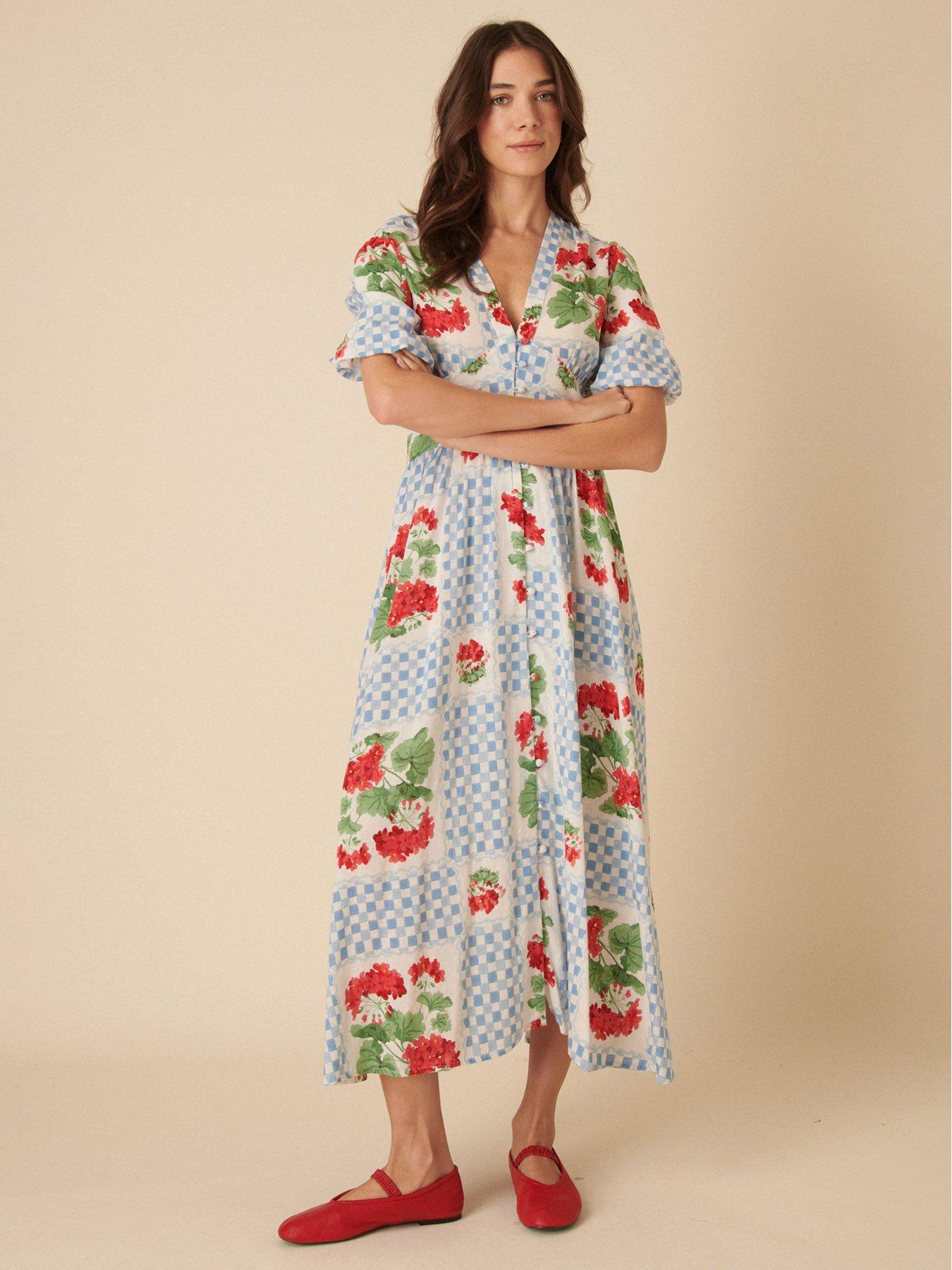 Image 3 of 4 of Nobodys Child Starlight Floral Midaxi Dress - Red