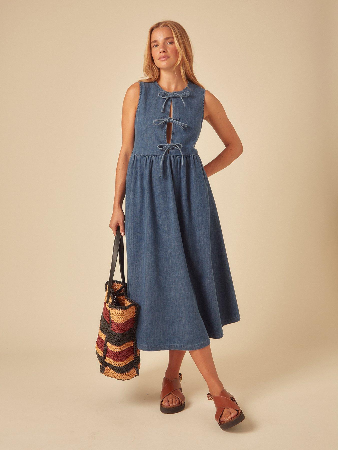 undefined Eden Denim Midi Dress - Blue