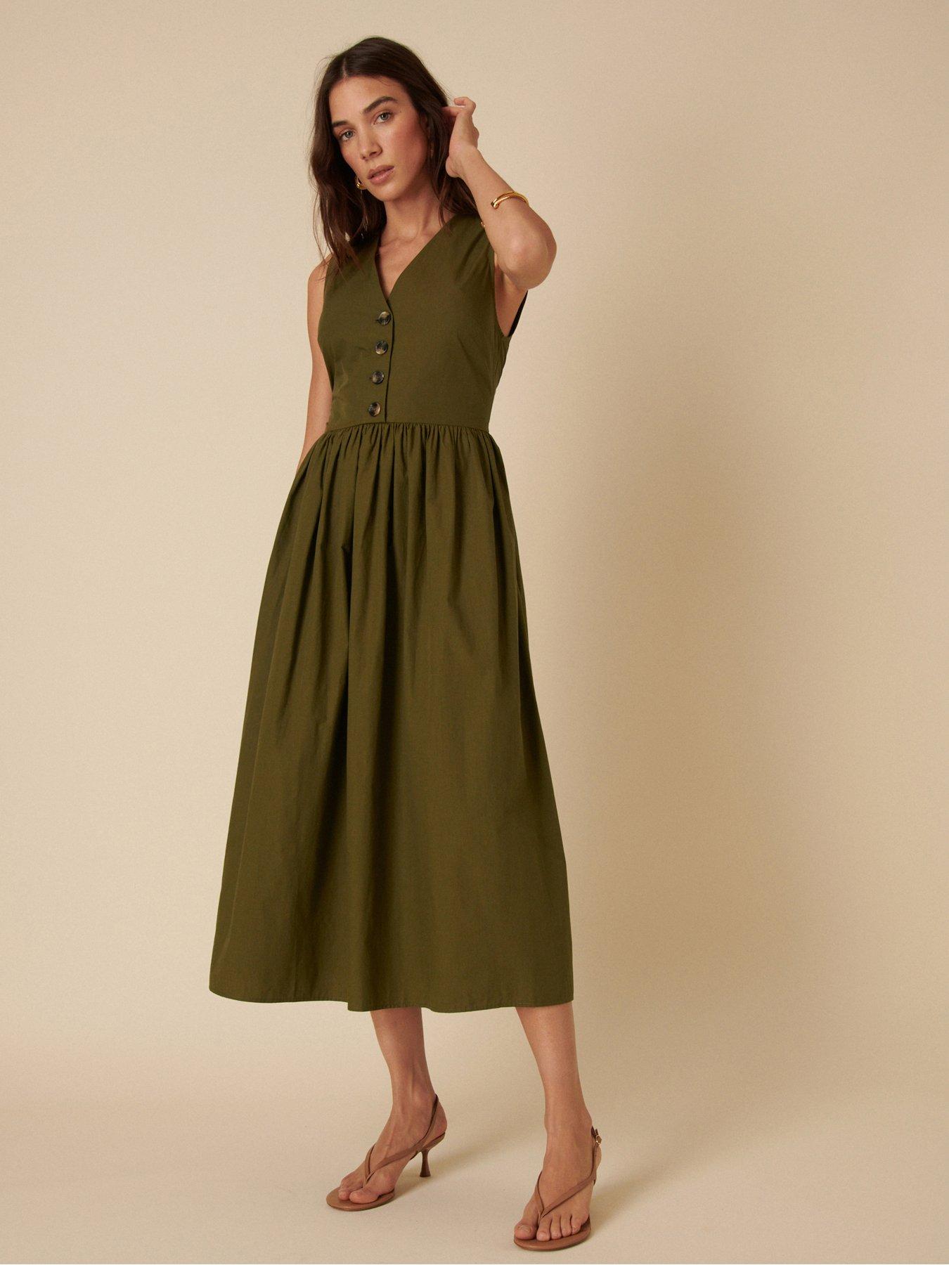 undefined Oak Midi Dress - Khaki