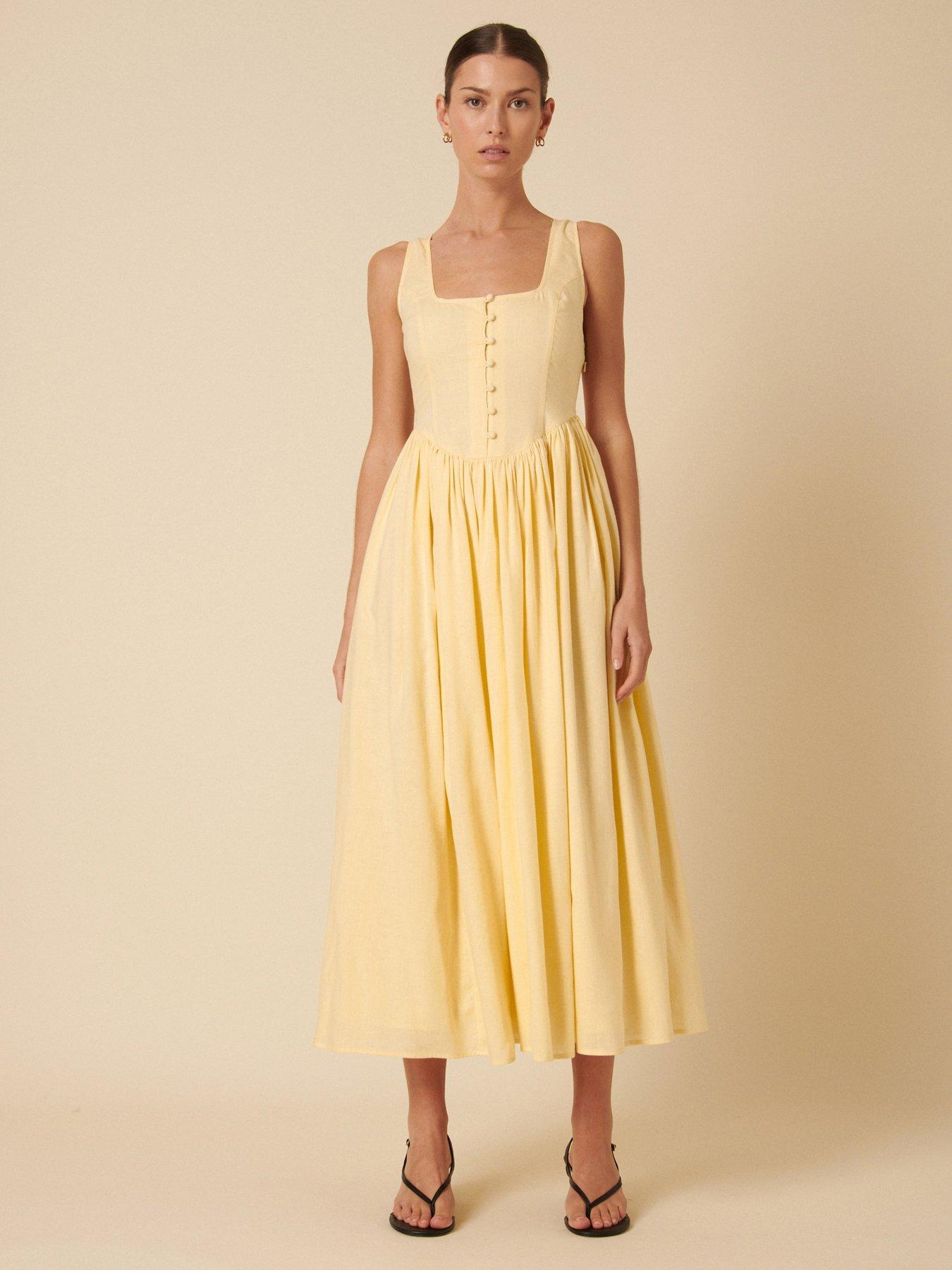 undefined Cora Midi Dress - Yellow