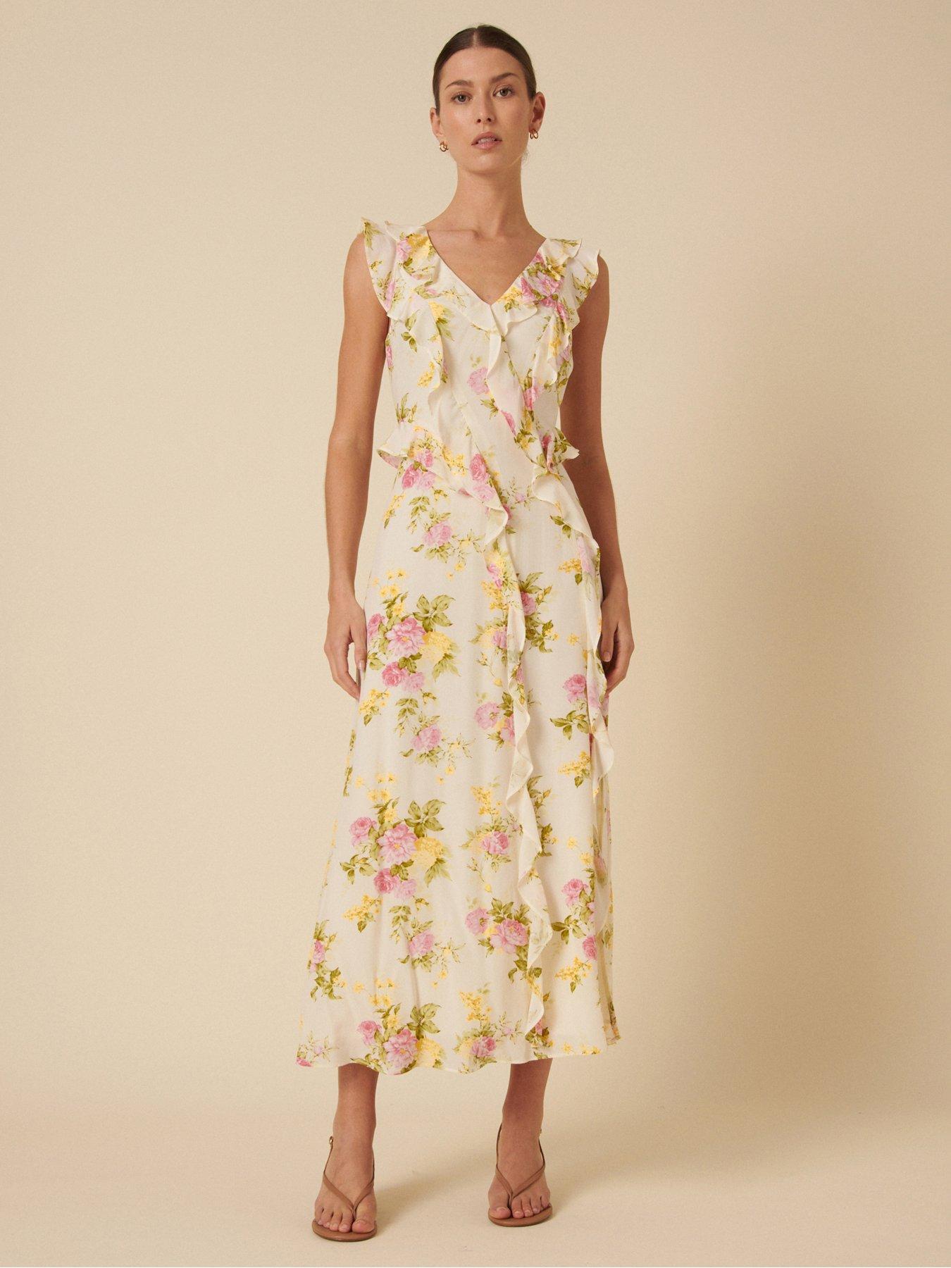 undefined Voila Floral Midi Dress - White