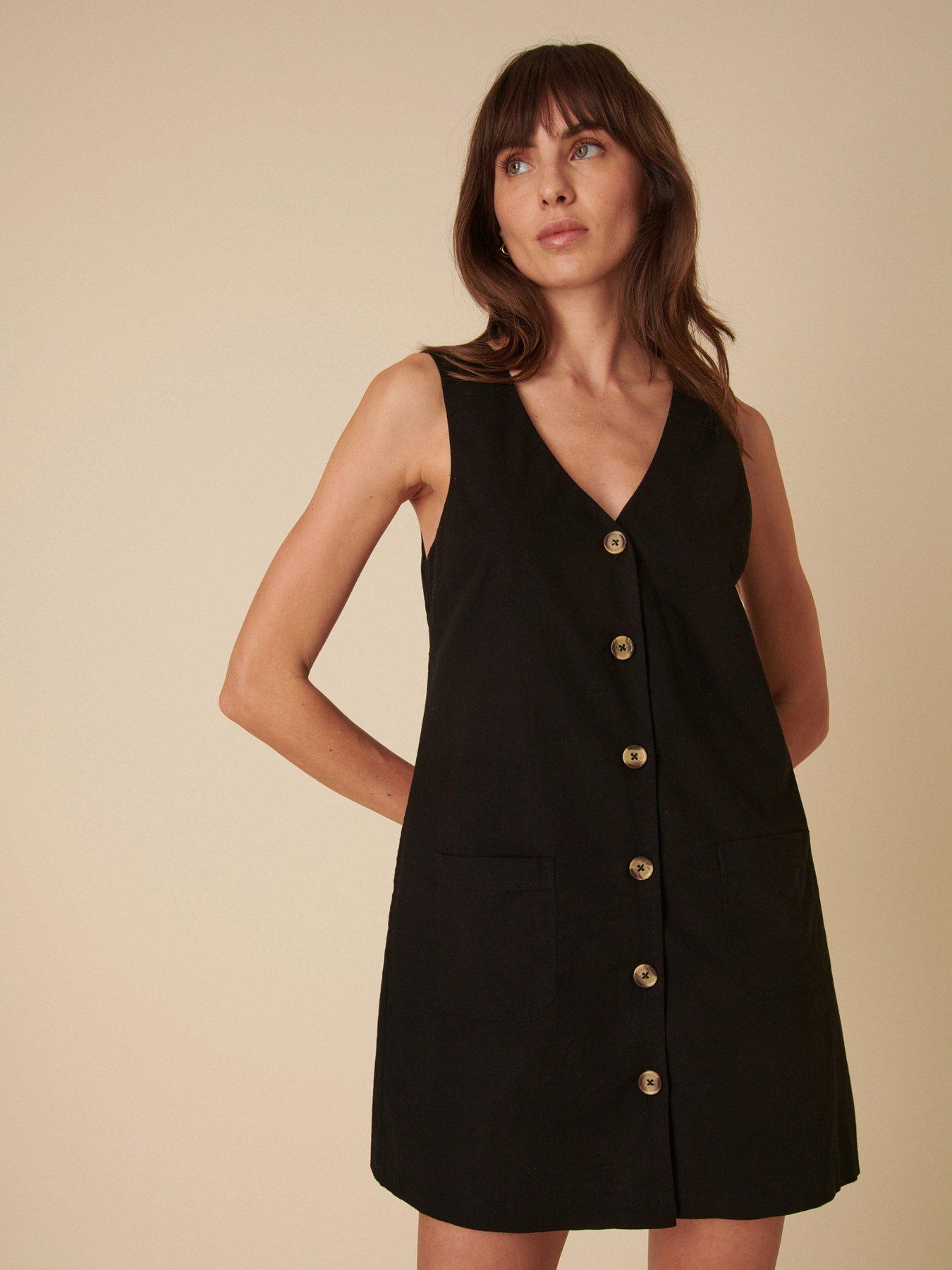undefined Claudette Pinny Mini Dress - Black