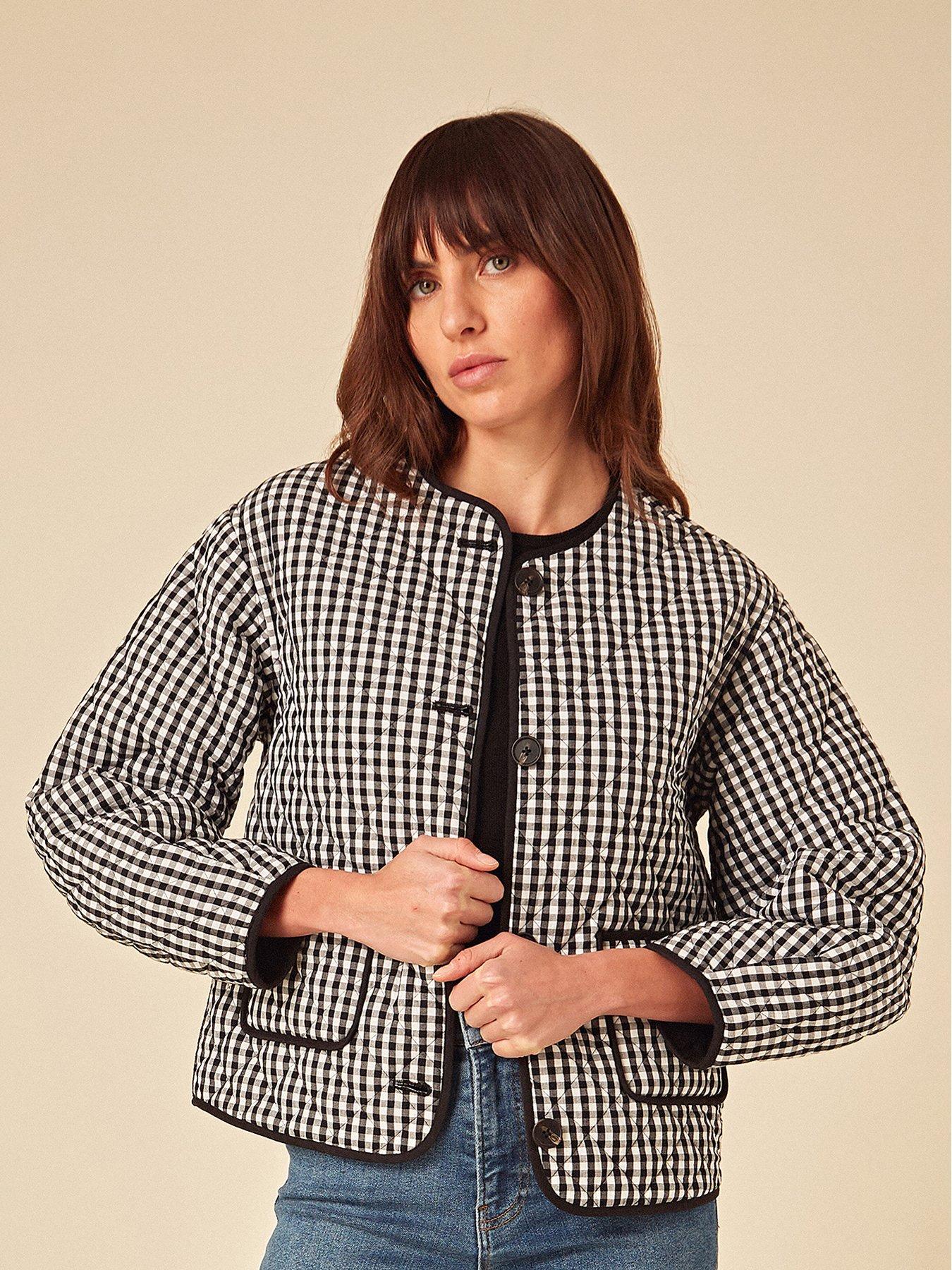 undefined Gingham Quilted Jacket - Monochrome