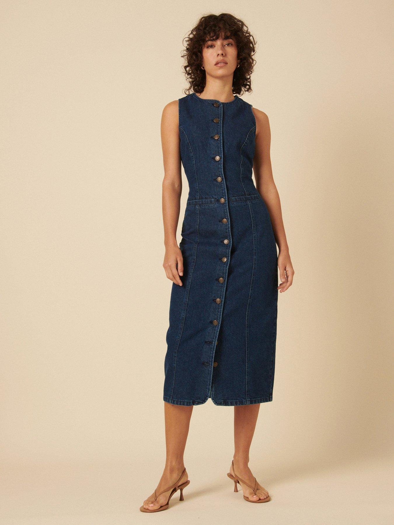 undefined Denim Midi Dress - Blue