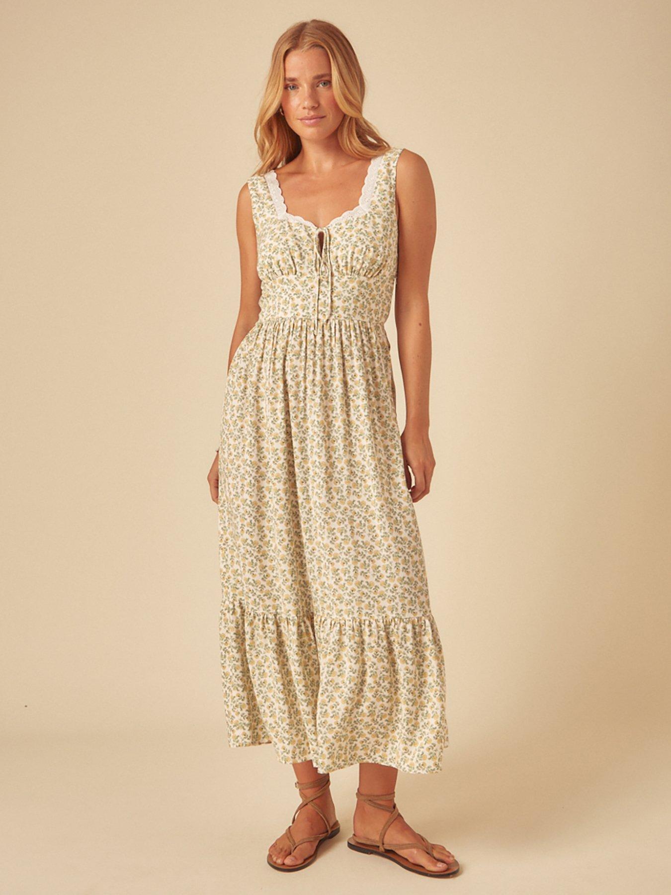 undefined Heather Printed Midi Dress - Green