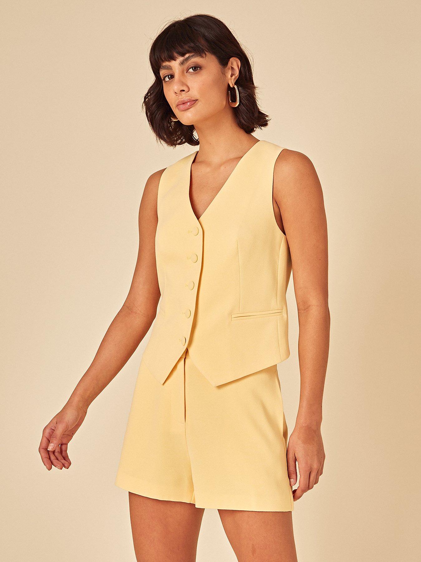undefined Harper Crepe Shorts - Yellow