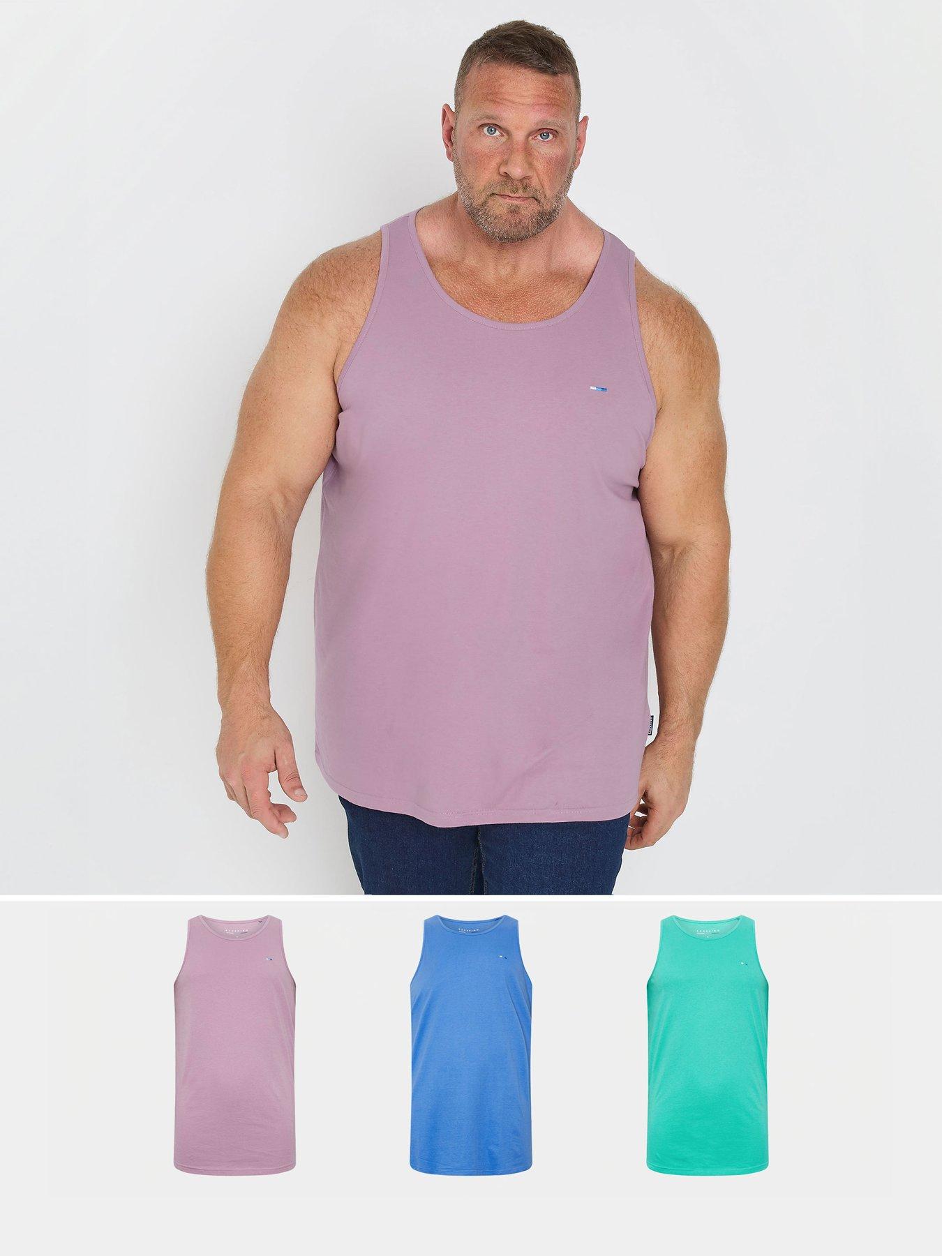 BadRhino 3 Pack of Plain Vests, Multi, Size 3Xl, Men