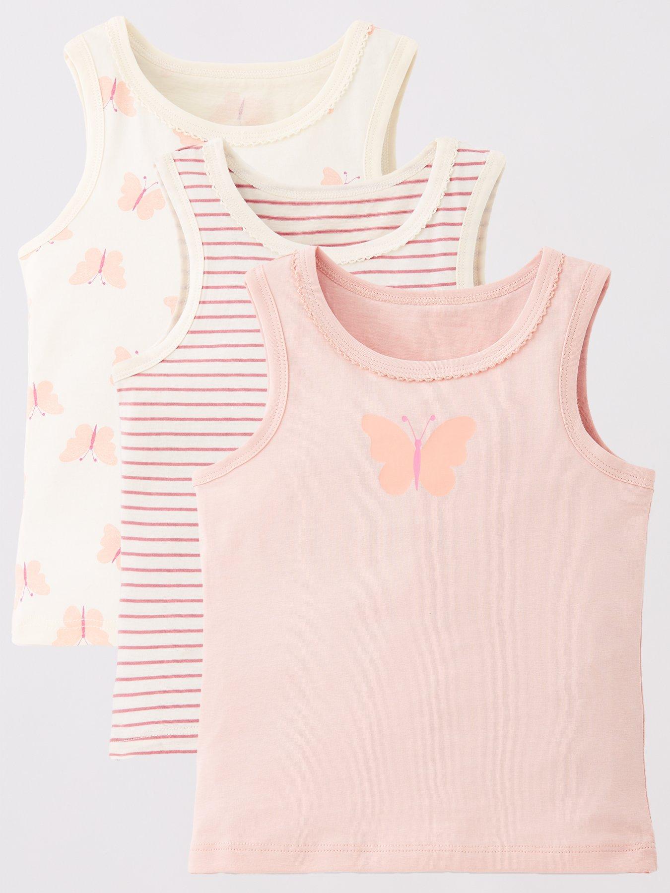 undefined Girls 3 Pack Vests Butterfly Print - Multi