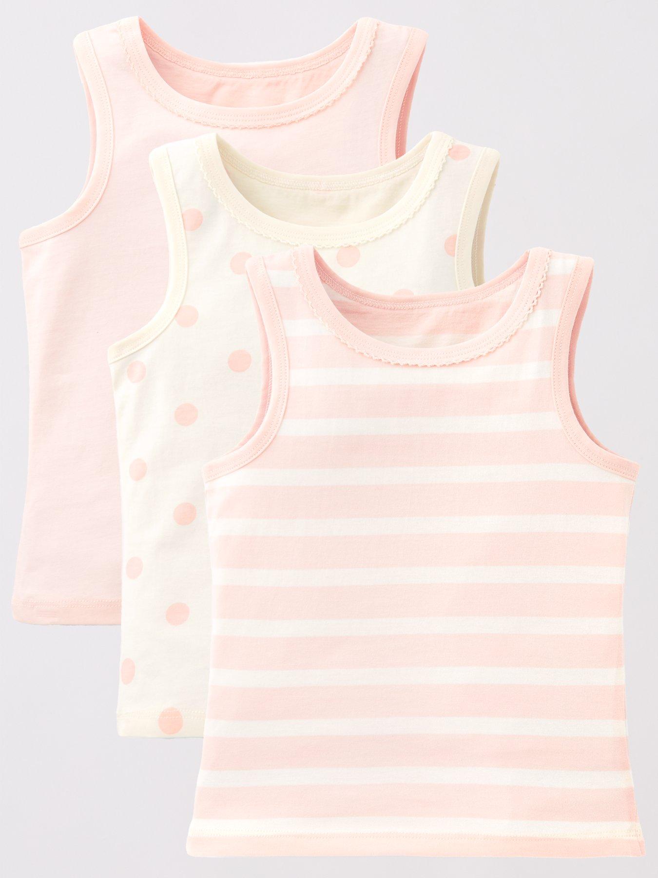 Image 1 of 5 of The Very Collection Girls 3 Pack Vests - Stripe/Spot/Solid