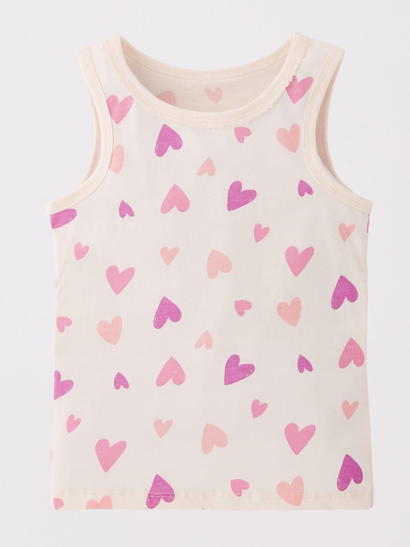 Image 2 of 5 of The Very Collection Girls 3 Pack Vests - Star And Hearts Print - Multi