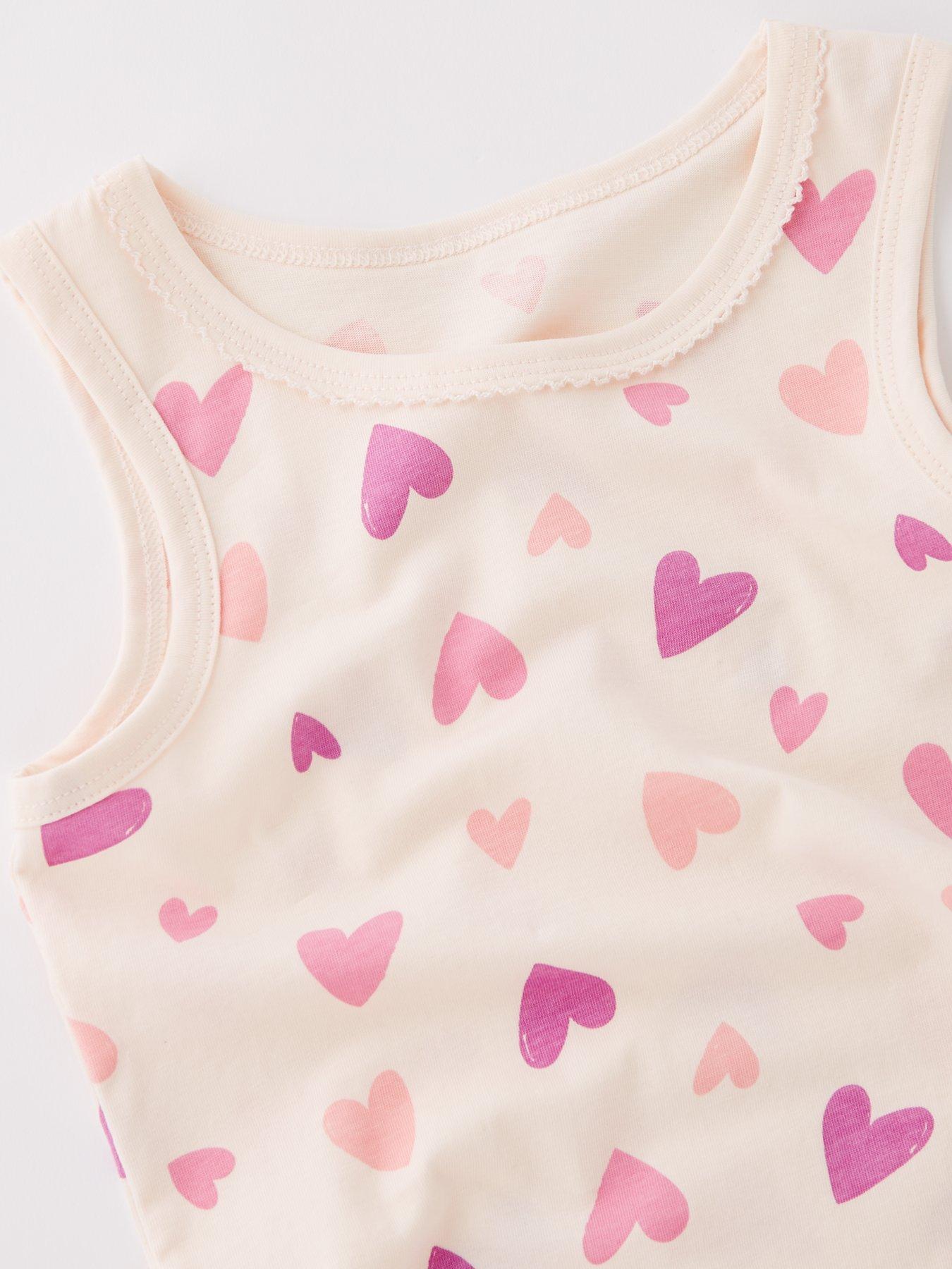 Image 4 of 5 of The Very Collection Girls 3 Pack Vests - Star And Hearts Print - Multi