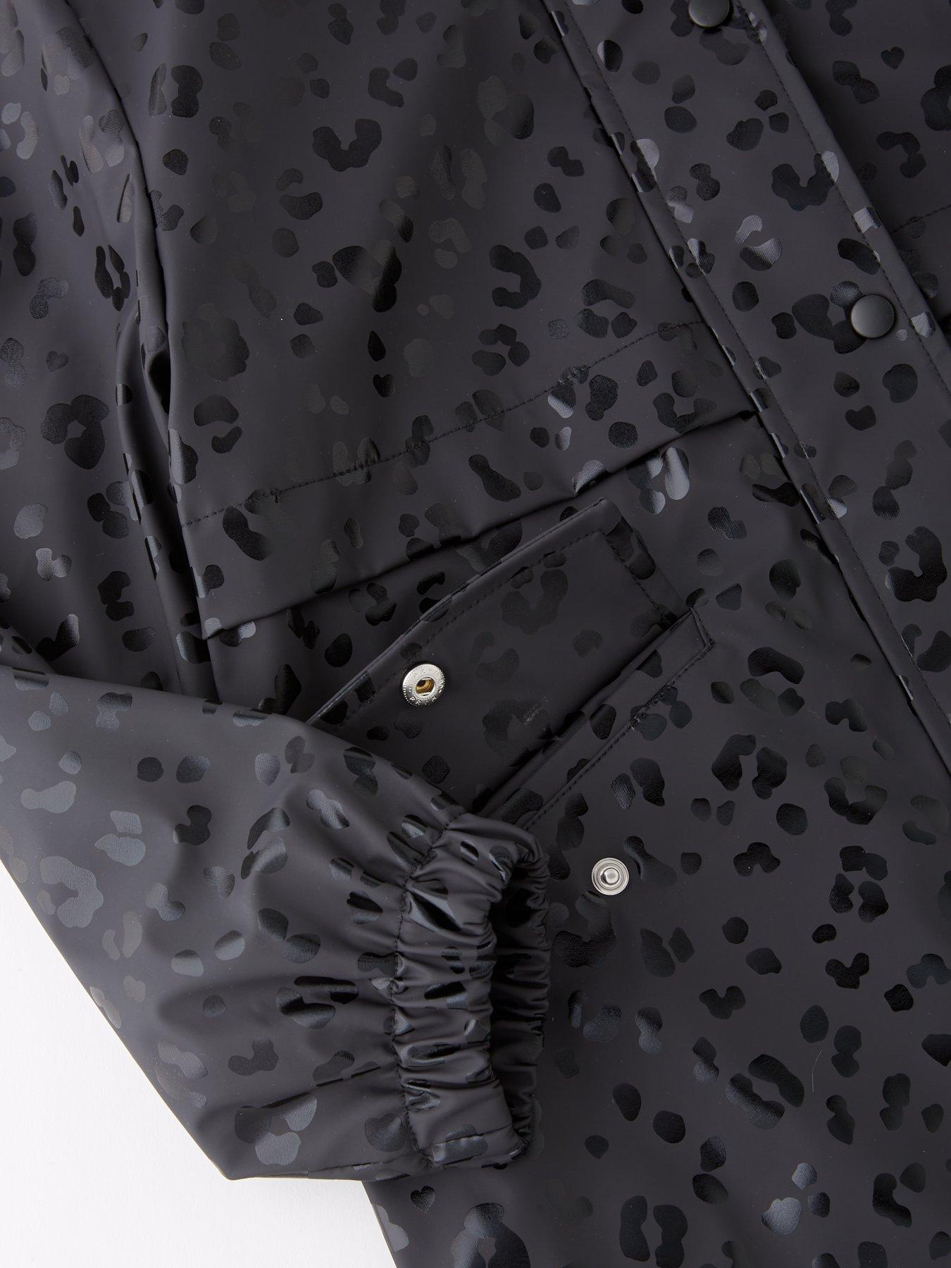 Image 3 of 5 of V by Very Girls Leopard Hooded Raincoat - Black