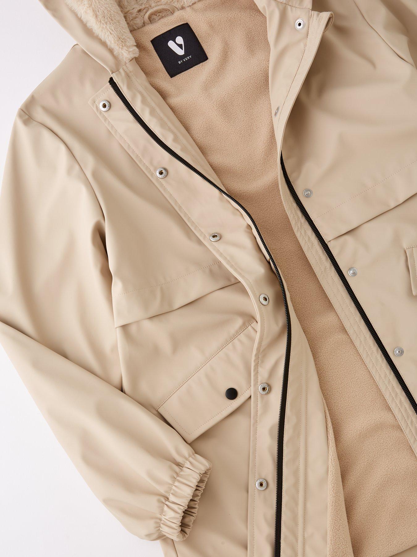 Image 6 of 6 of The Very Collection Girls Hooded Shower Resistant Fleece Lined Raincoat (3 - 16 years) - Beige