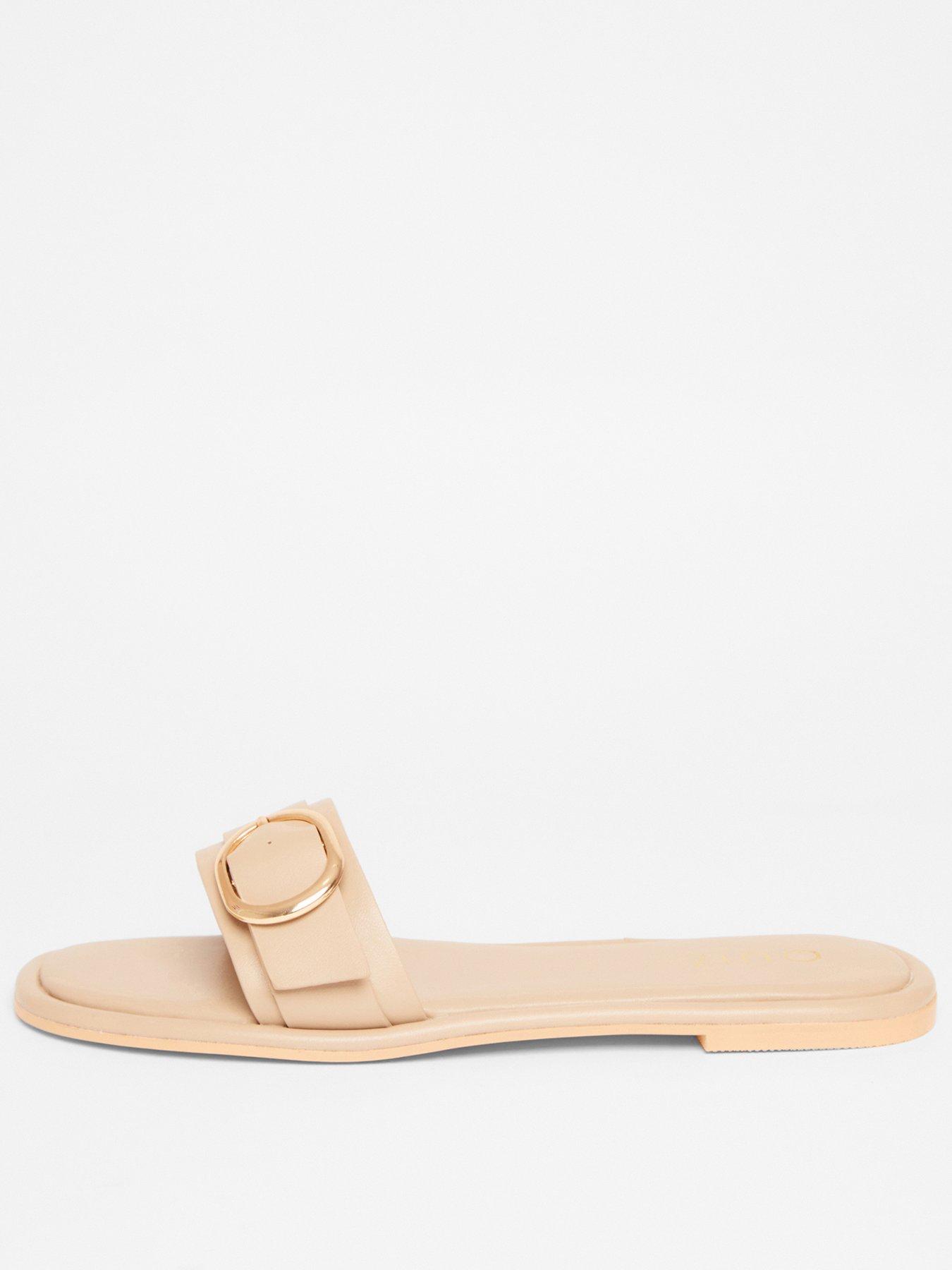 undefined Nude Double Buckle Flat Sandals