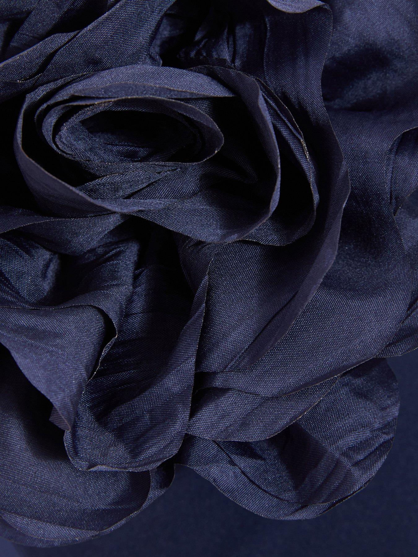 Image 6 of 6 of Quiz Petite Navy Corsage Midaxi Dress