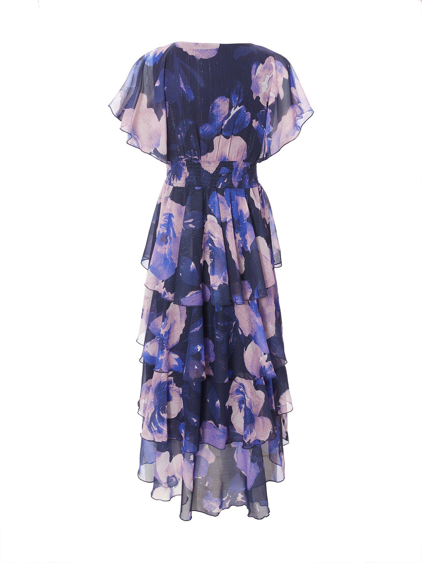 Image 5 of 6 of Quiz Navy Dip Hem Midi Dress