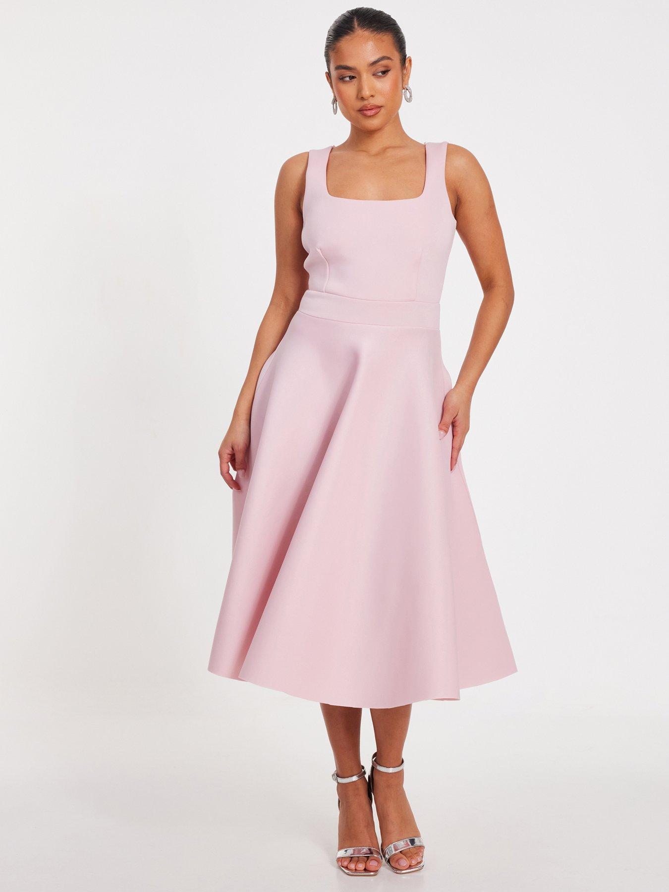Quiz Petite Baby Pink Fit And Flare Dress Very