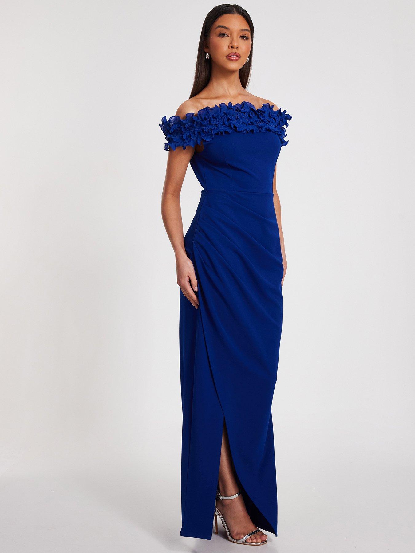 Quiz Royal Blue Ruffle Maxi Dress | Very