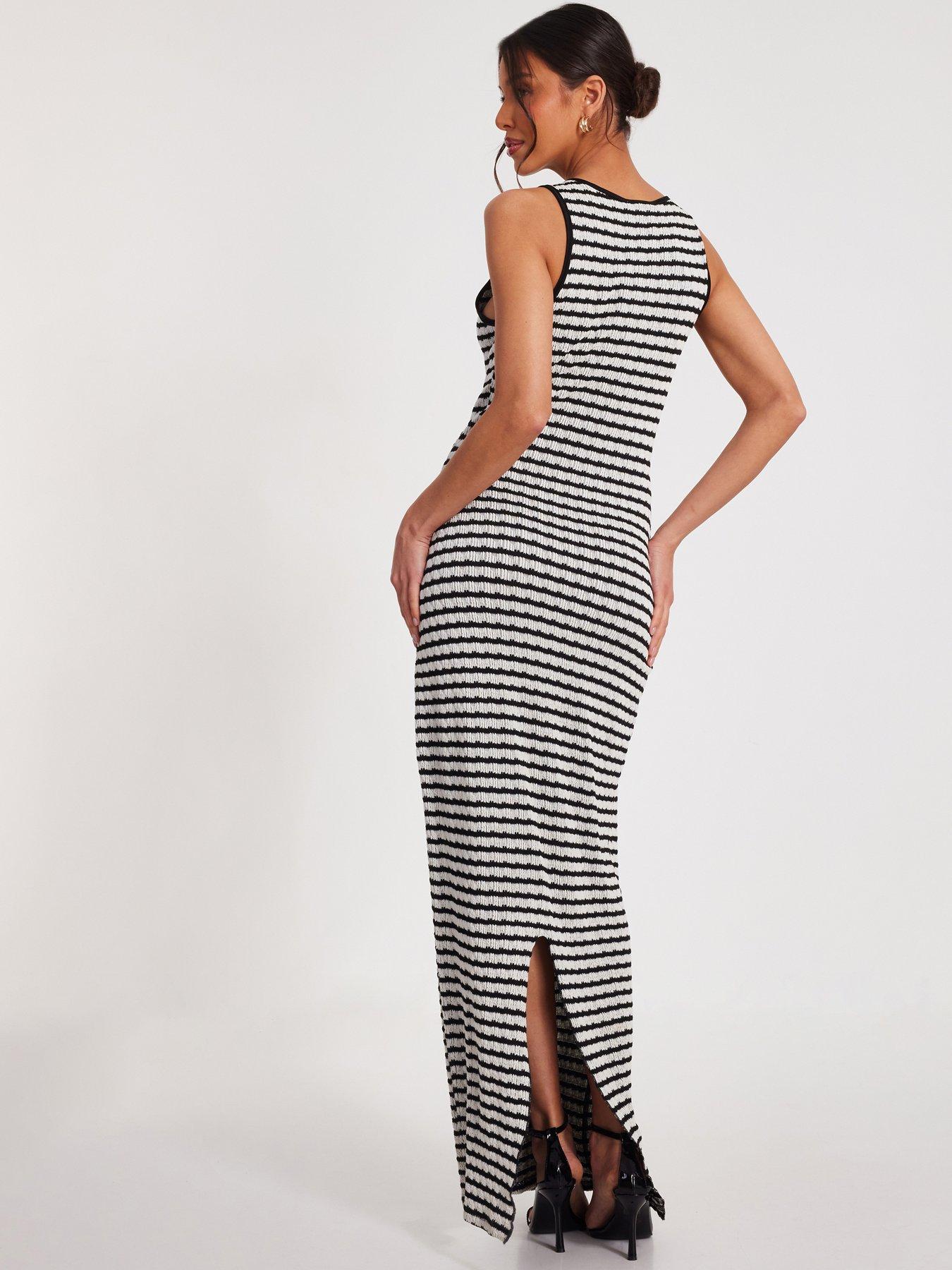 Image 2 of 6 of Quiz White Stripe Midaxi Dress