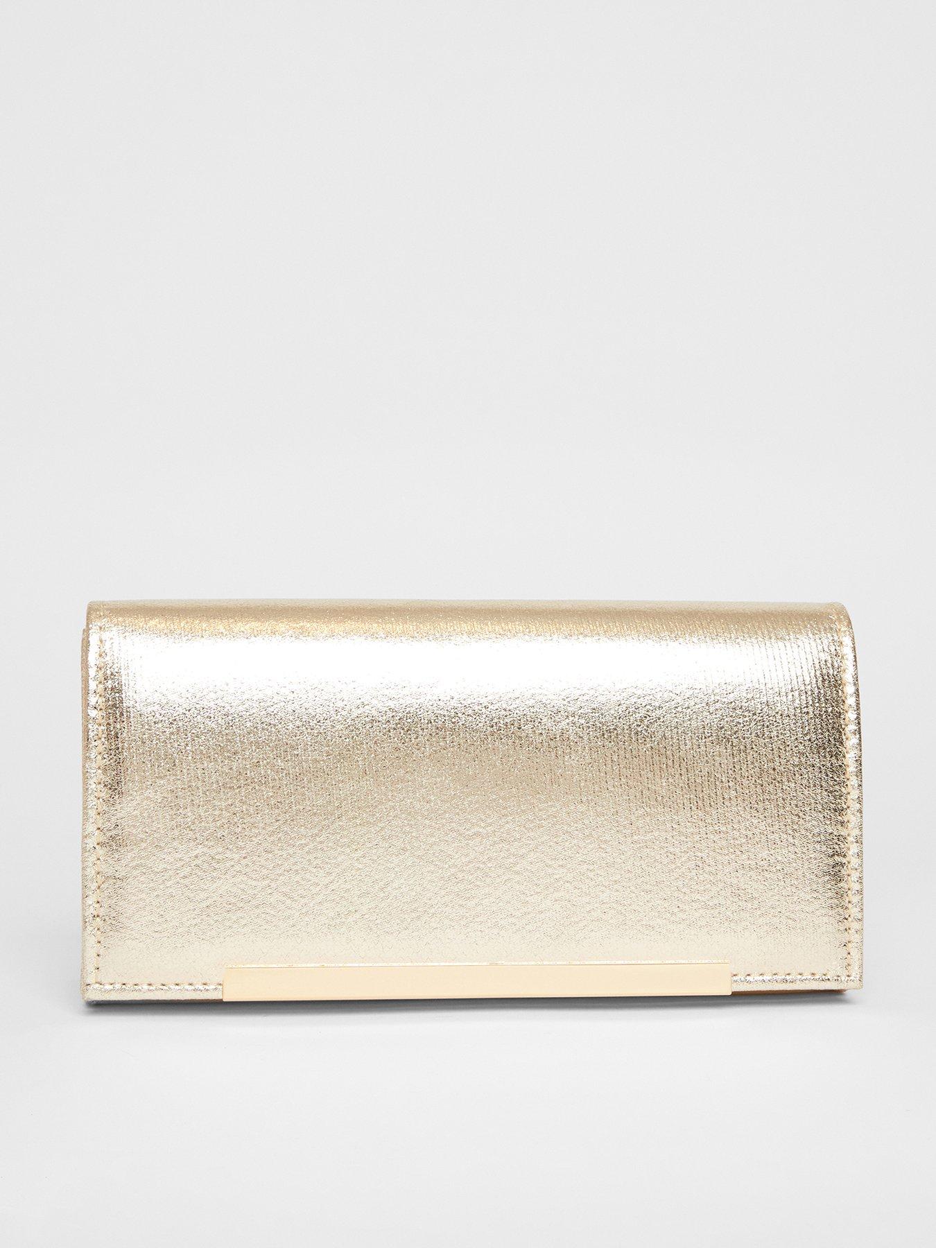 undefined Gold Metallic Clutch Bag