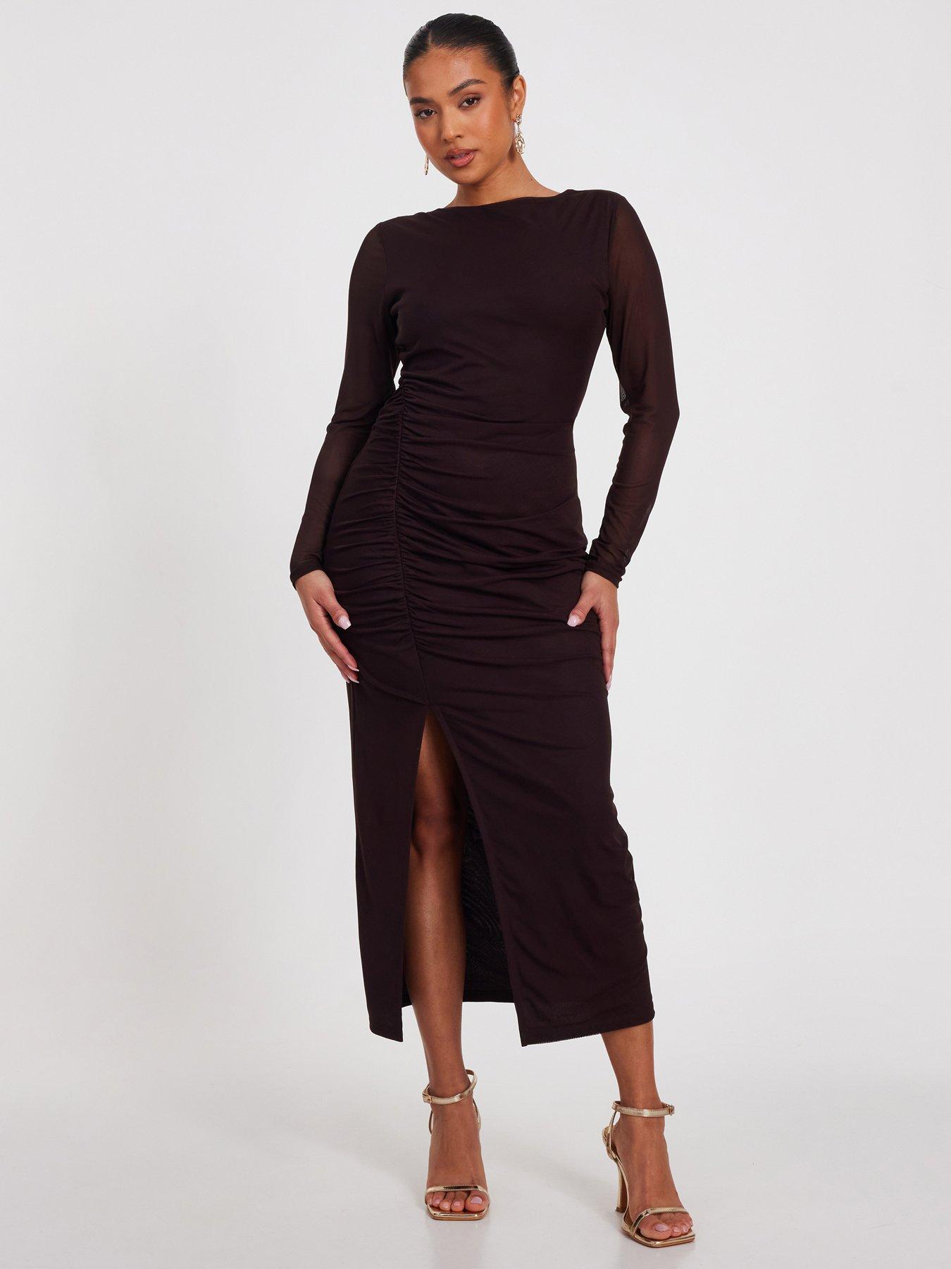 Petite Long Sleeve Midaxi Dress ONLY Petite Ribbed Midaxi Dress In