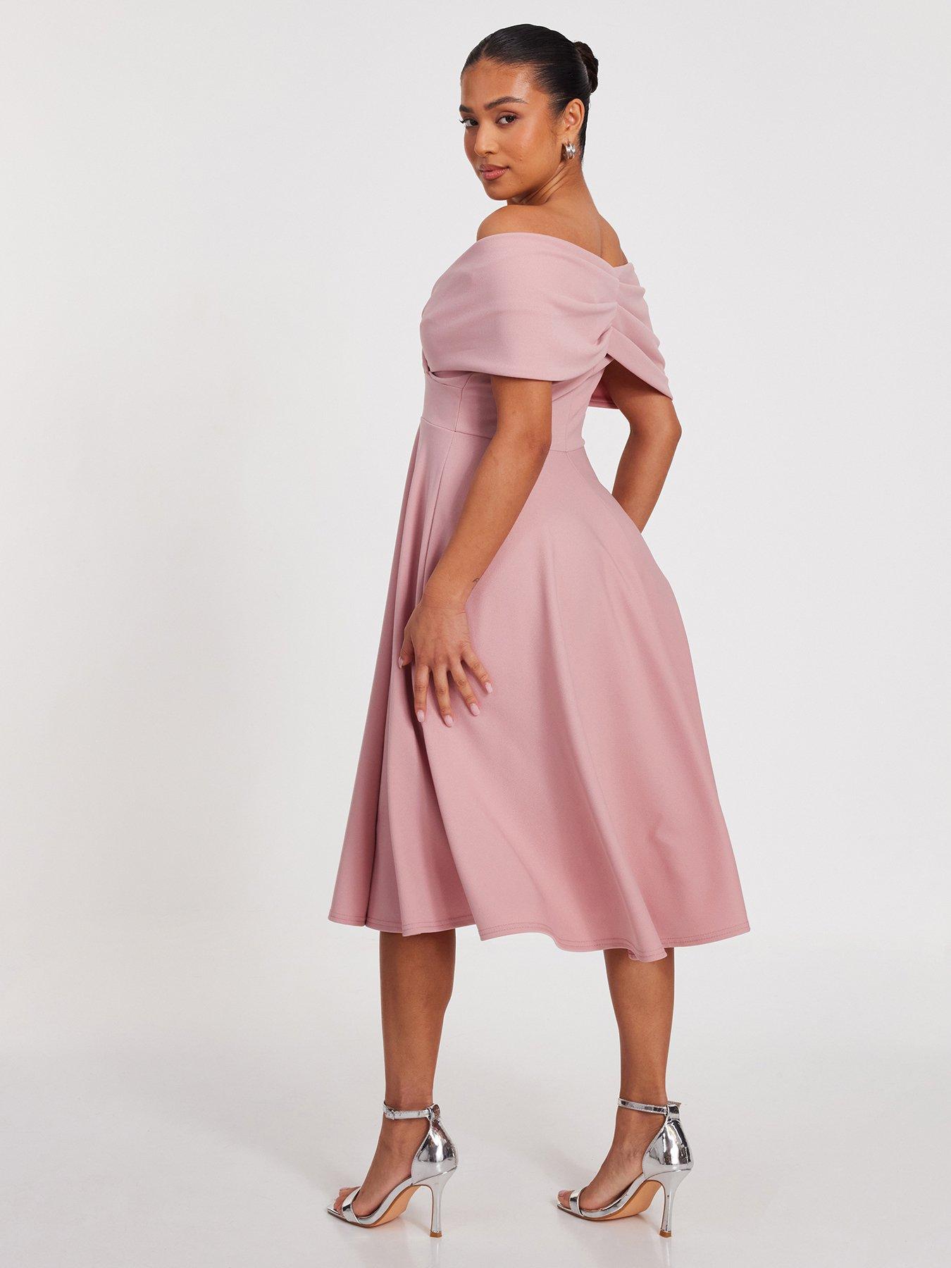 quiz bardot midi dress Quiz Red Bardot Skater Midi Dress