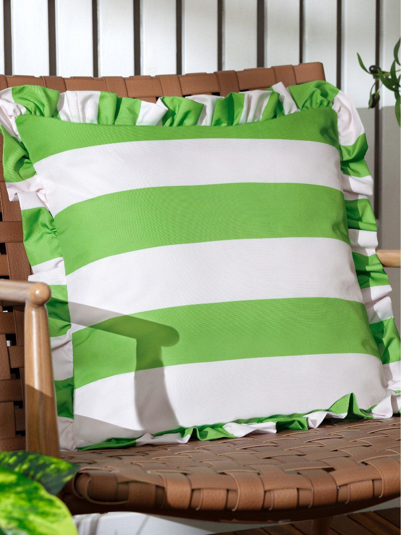Furn Palm Royale Stripe Ruffle Outdoor Cushion