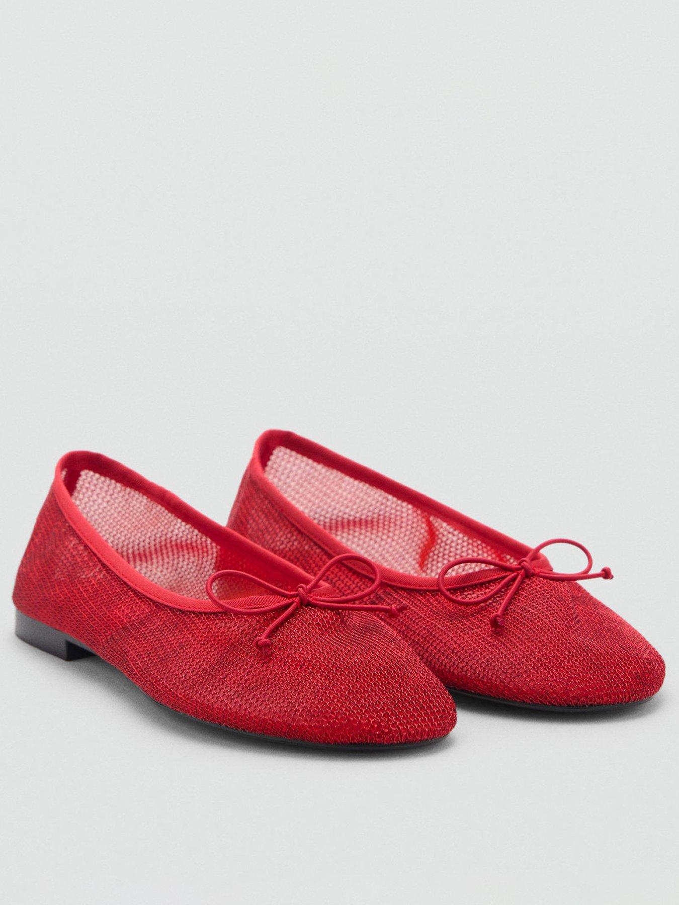 undefined Mesh Bow Ballerina Flats - Red