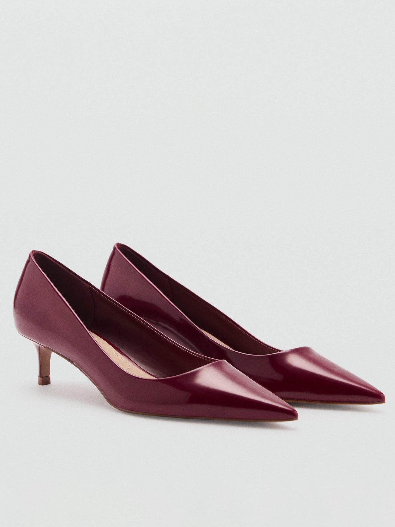 Image 1 of 4 of Mango Kitten Pointed Toe Shoe With Patent Leather Effect