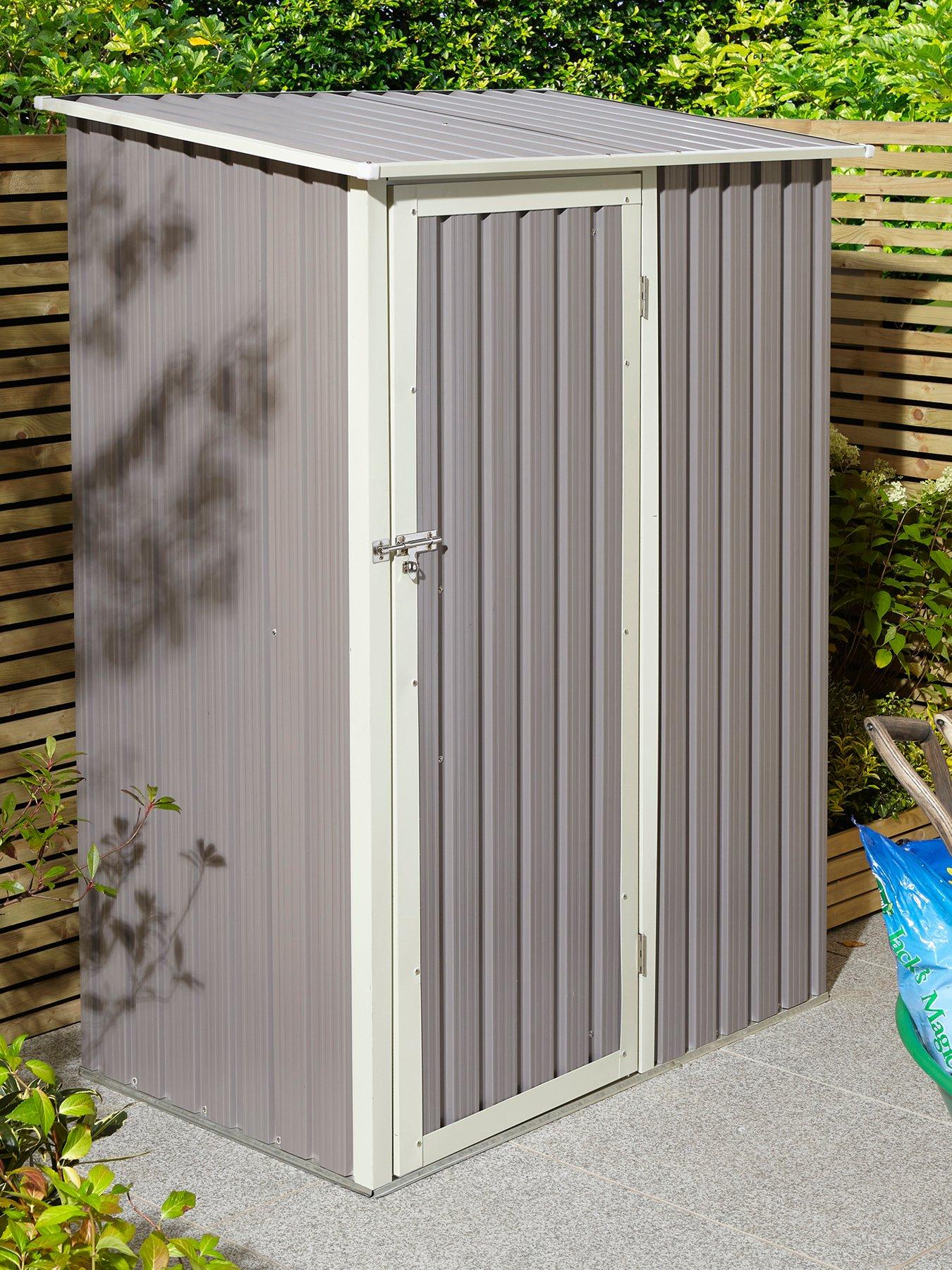 Rowlinson Trentvale 5X3 Metal Pent Shed Light Grey with Foundation Kit