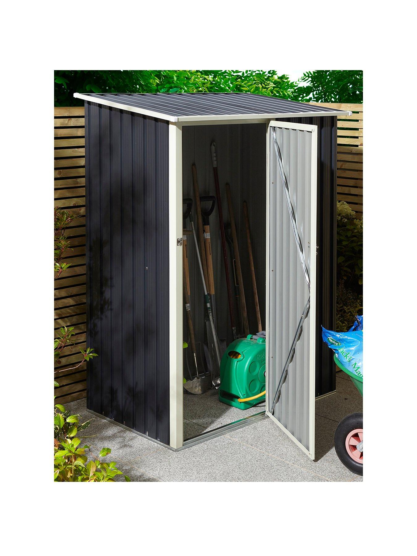 undefined Trentvale 5X3 Metal Pent Shed Dark Grey with Foundation Kit