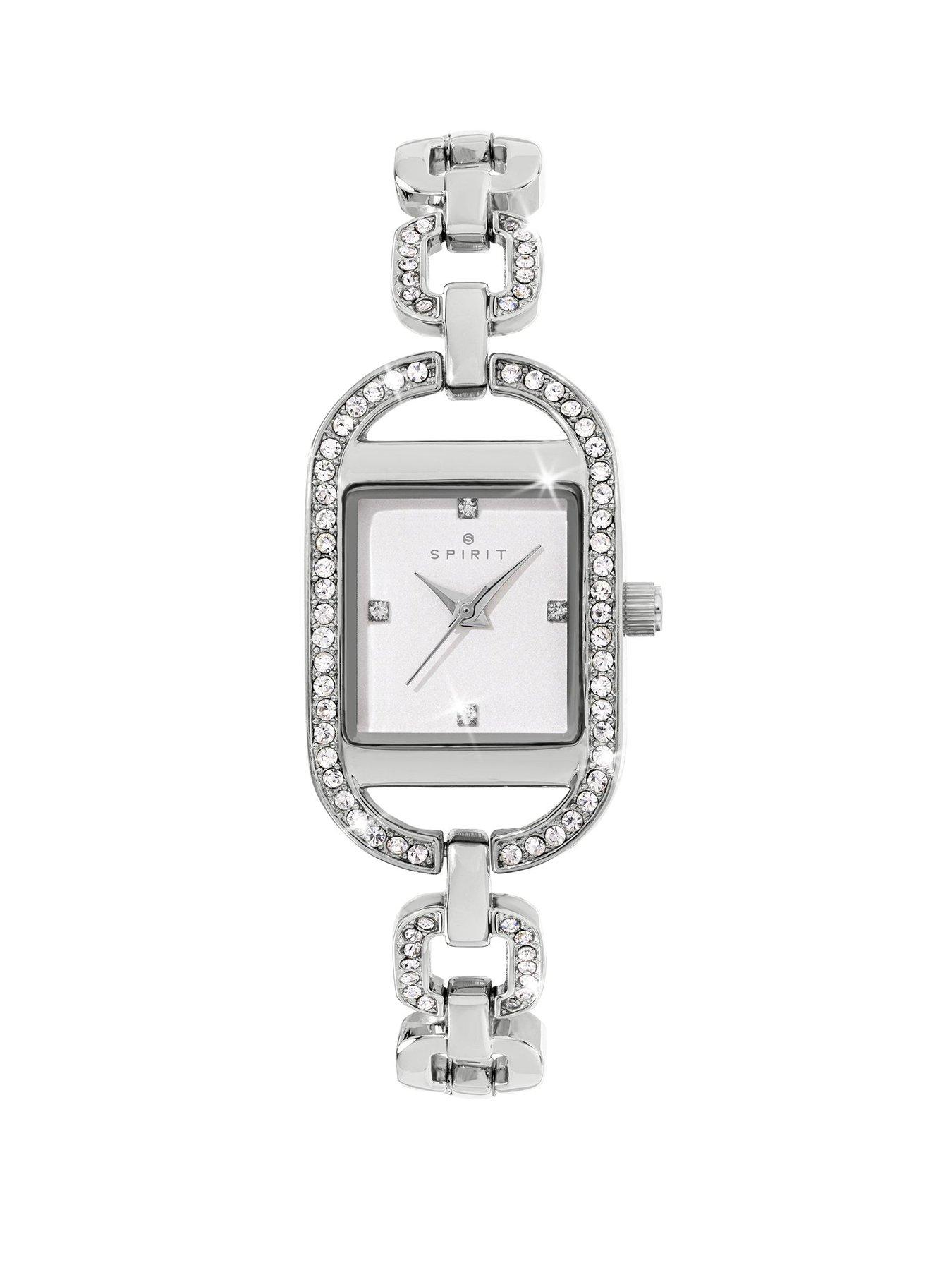 undefined Ladies Square Silver Plated Stone Set Chain Link Bracelet