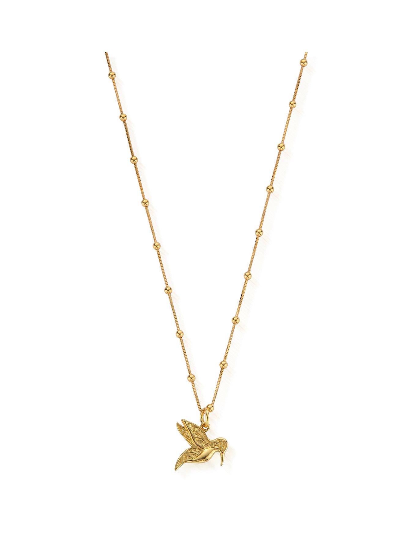 undefined Gold Bobble Chain Hummingbird Necklace