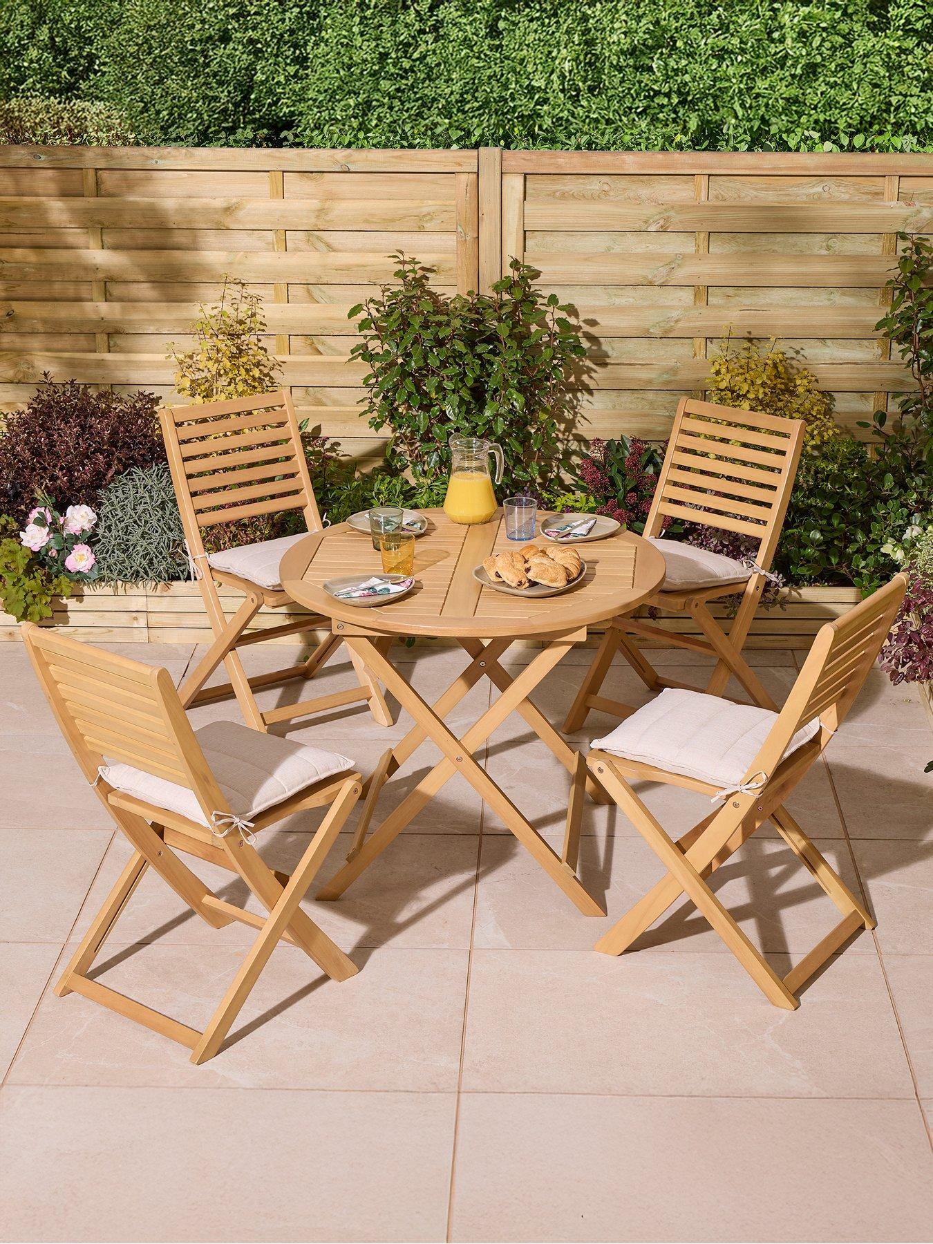 undefined Ashdown Folding 4 Seat Dining Set With Cushions