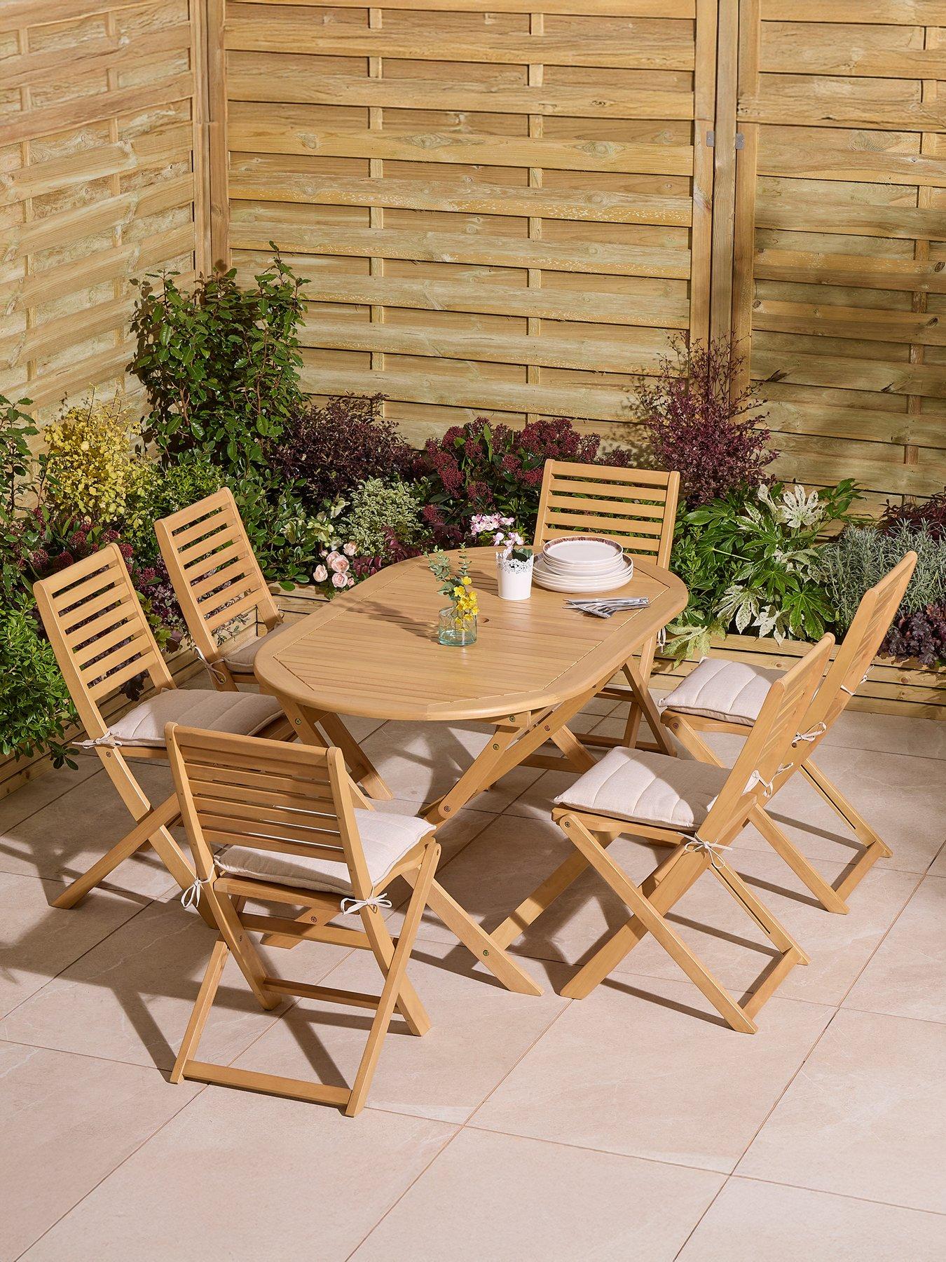 undefined Ashdown Folding 6 Seat Oval Dining Set With Cushions