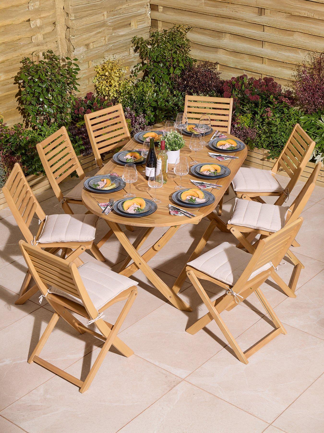 undefined Ashdown Folding 8 Seat Oval Dining Set With Cushions