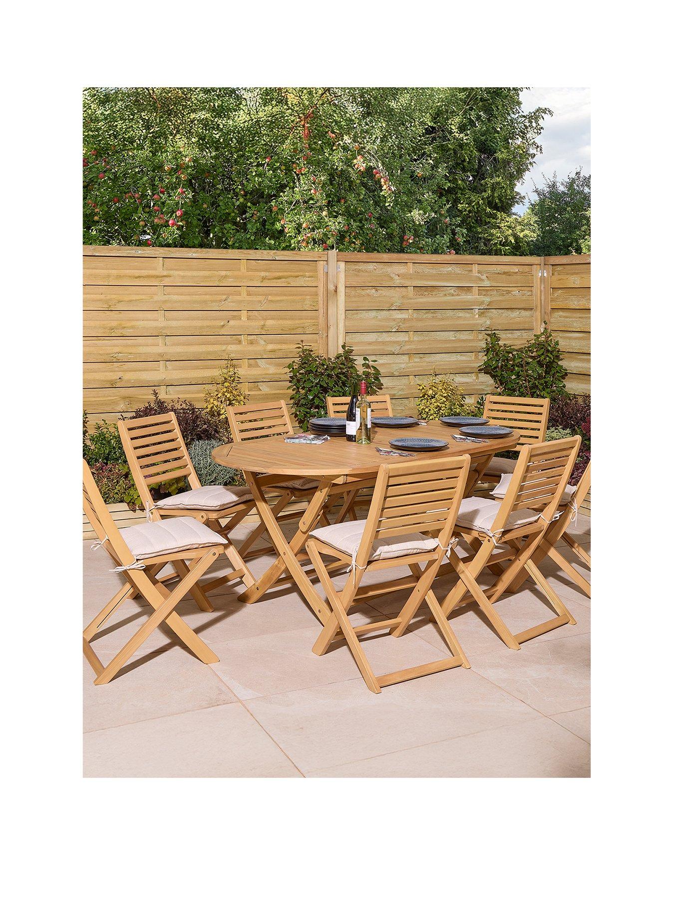 Image 2 of 7 of Rowlinson Ashdown Folding 8 Seat Oval Dining Set With Cushions