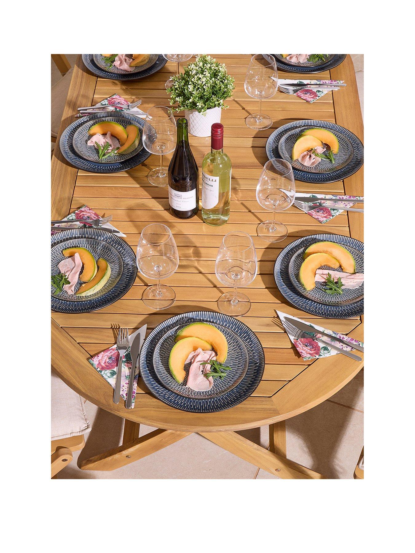 Image 3 of 7 of Rowlinson Ashdown Folding 8 Seat Oval Dining Set With Cushions