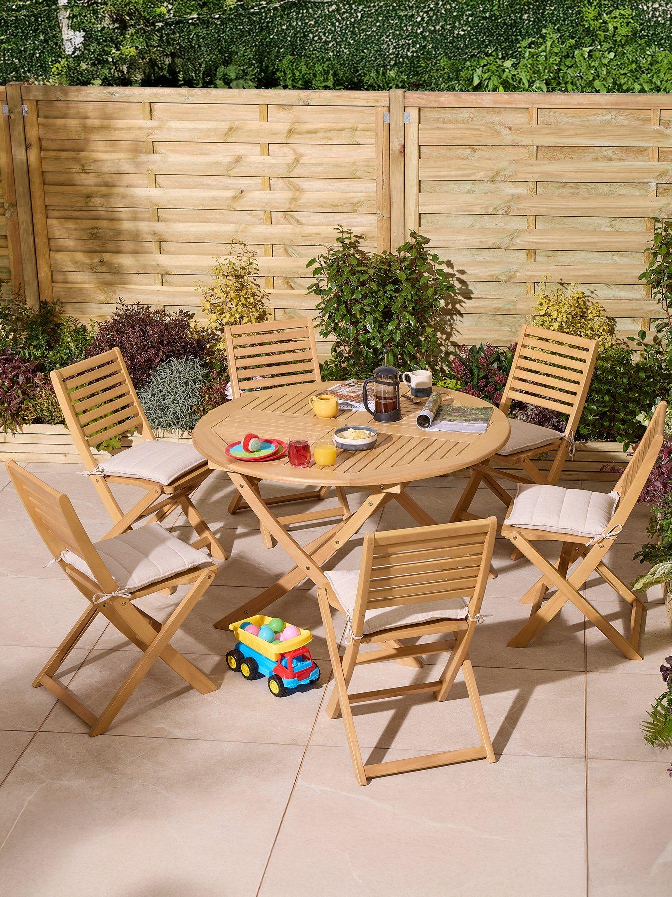 undefined Ashdown Folding 6 Seat Round Dining Set With Cushions