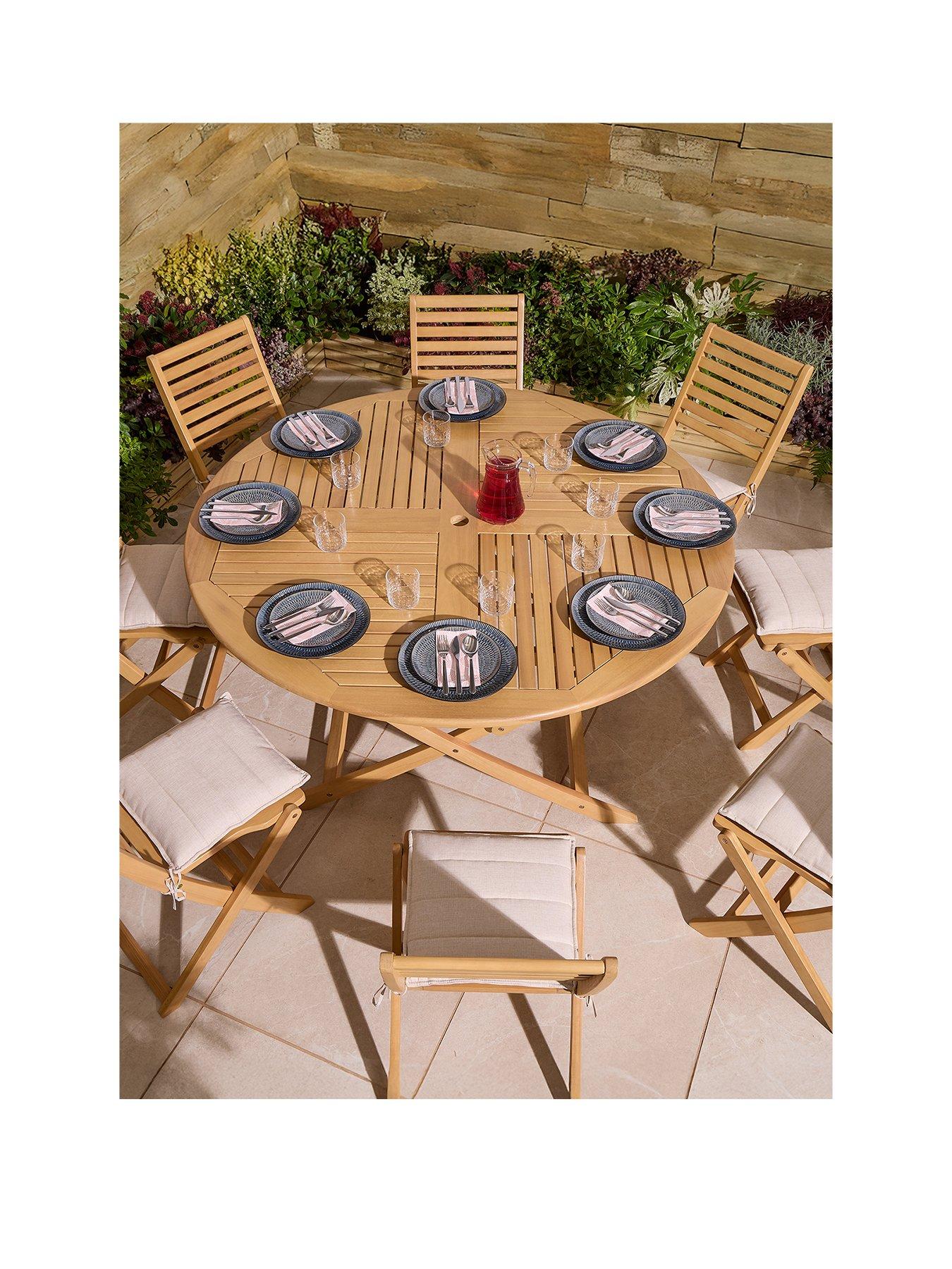 Image 2 of 6 of Rowlinson Ashdown Folding 8 Seat Round Dining Set With Cushions
