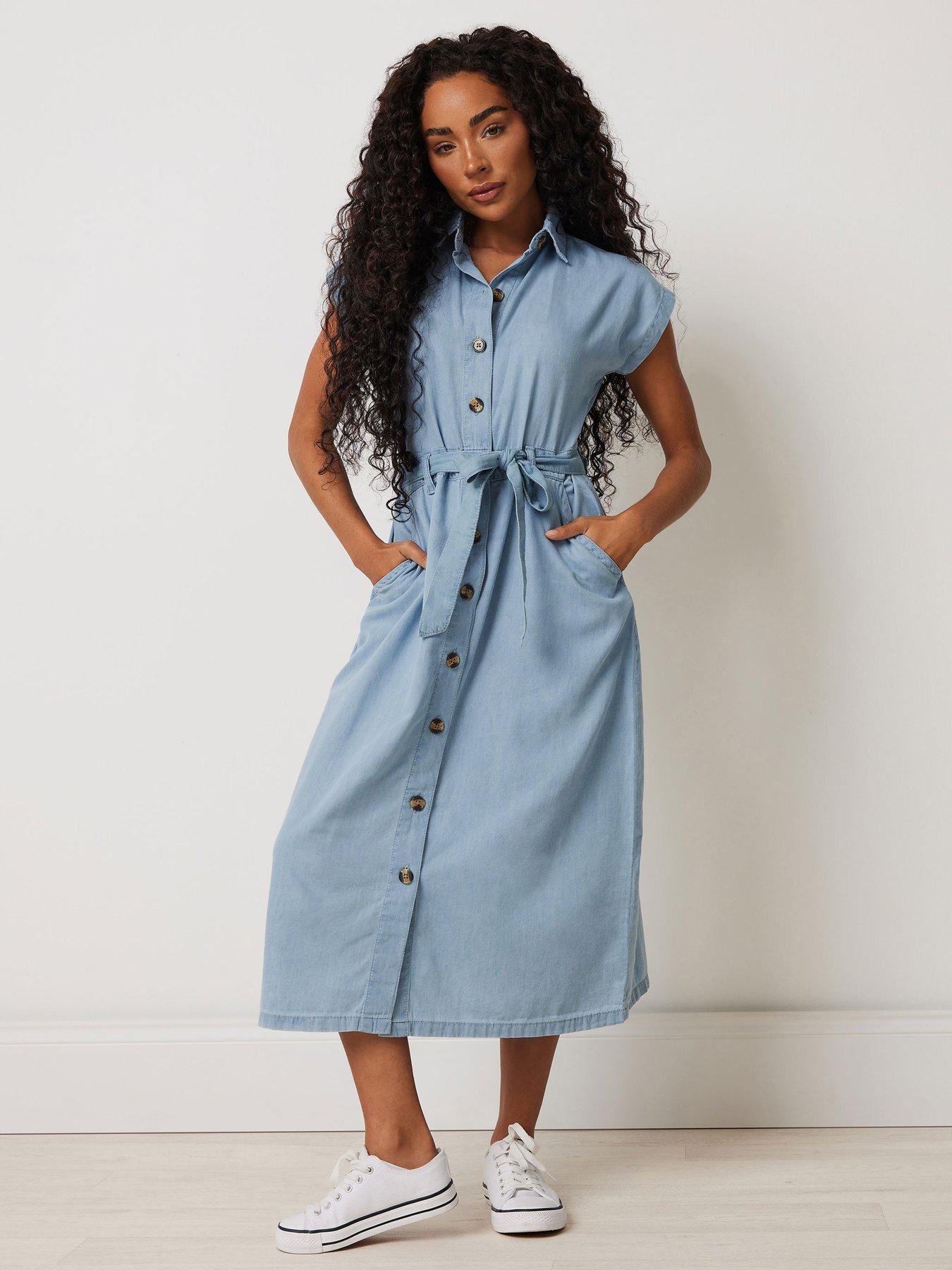 undefined Petite Grown On Sleeve Shirt Dress