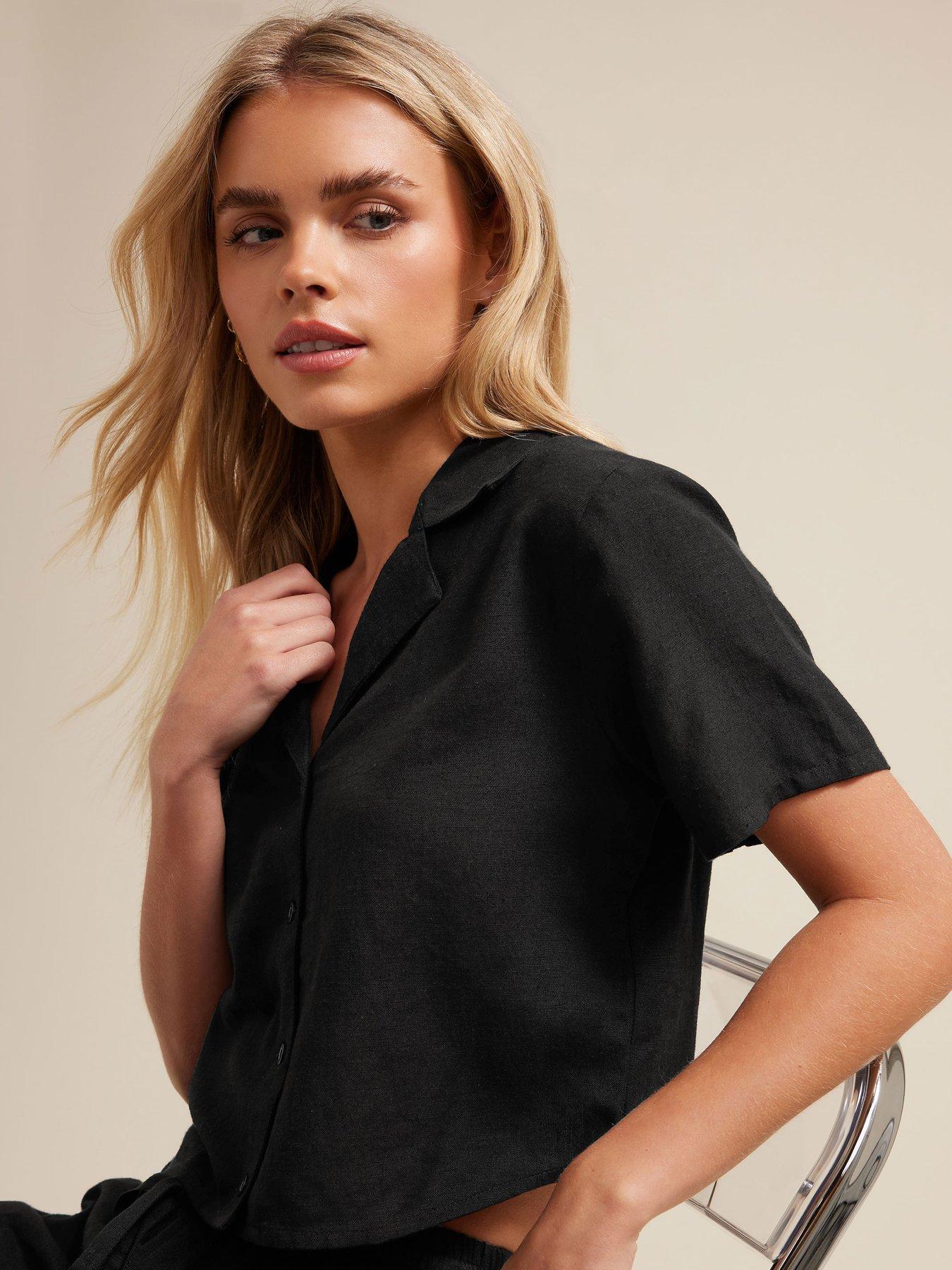Image 4 of 4 of PixieGirl Petite Short Sleeve Crop Shirt - Black