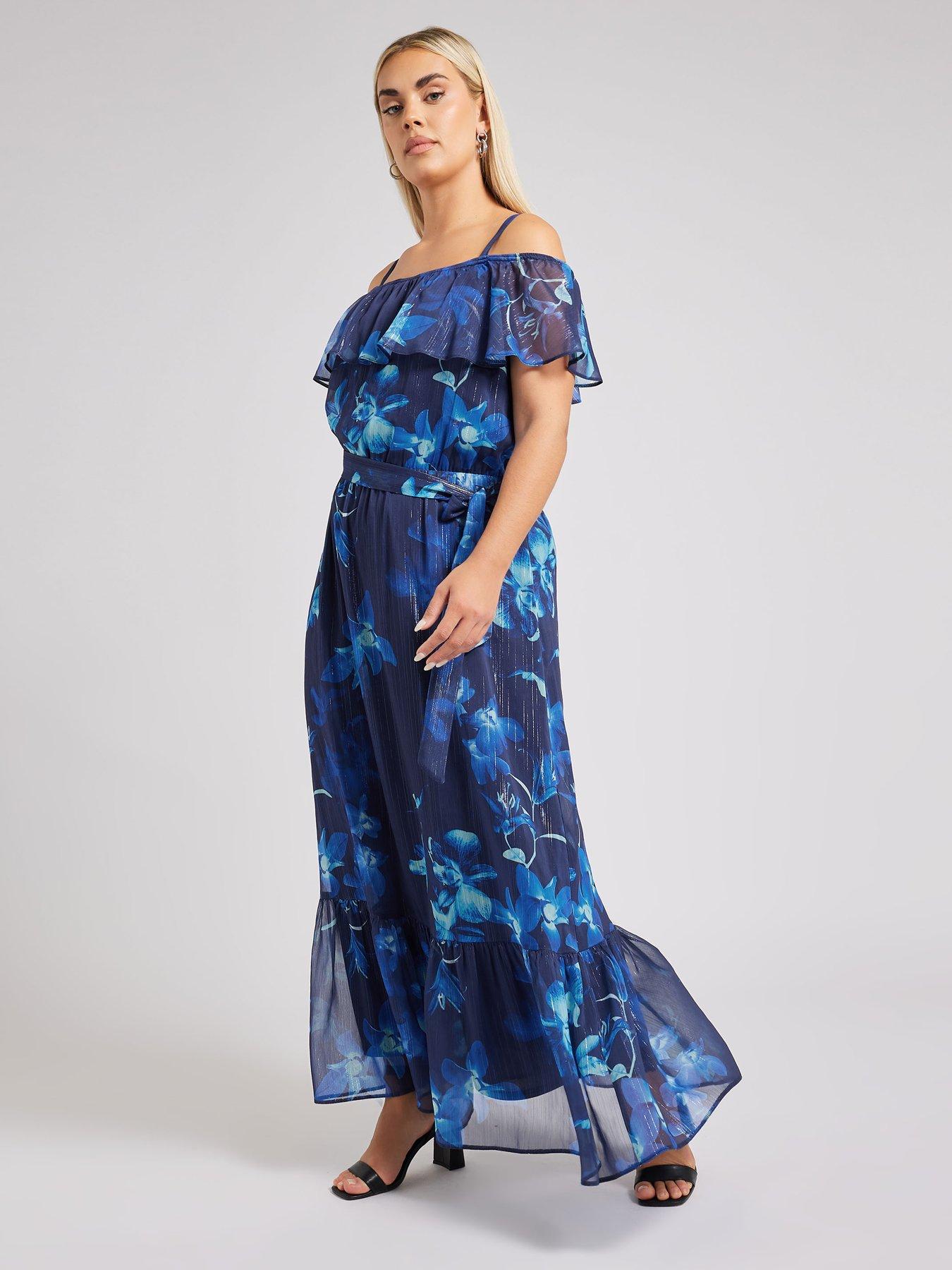 Image 3 of 4 of Yours Curve Floral Ruffle Maxi Dress