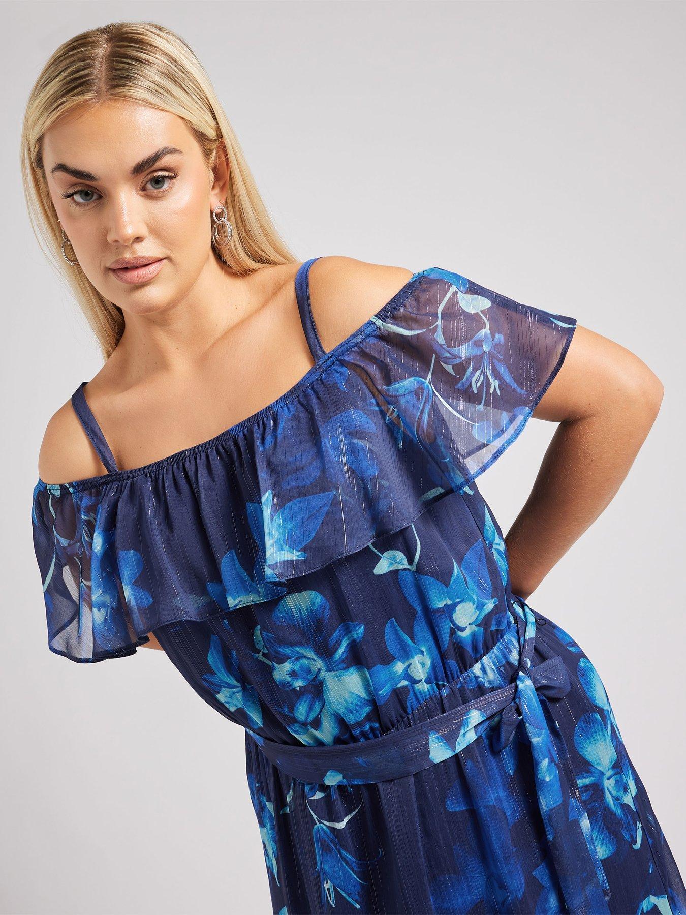 Image 4 of 4 of Yours Curve Floral Ruffle Maxi Dress