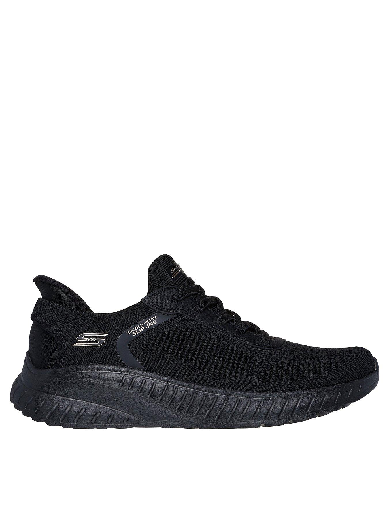 Skechers Bobs Squad Chaos Current Muse Bungee Lace Slip-ins Trainer - Black Textile