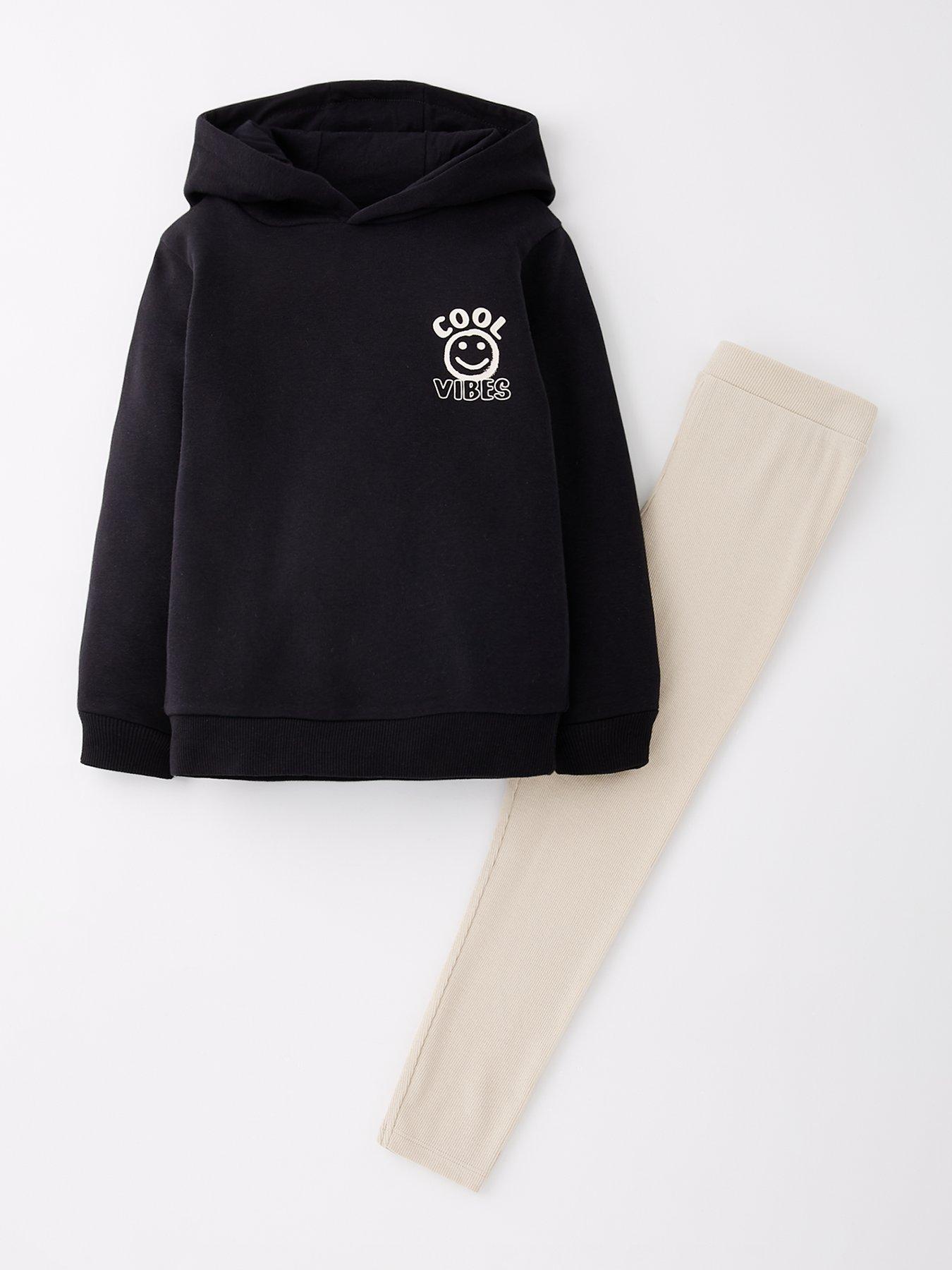 Image 1 of 4 of The Very Collection Boys Hoodie And Legging Smiley Face Set - Black