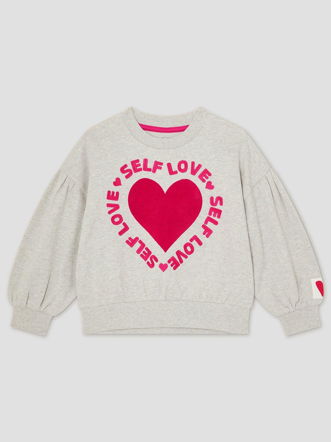 undefined Girls Self Love Graphic Sweatshirt - Grey