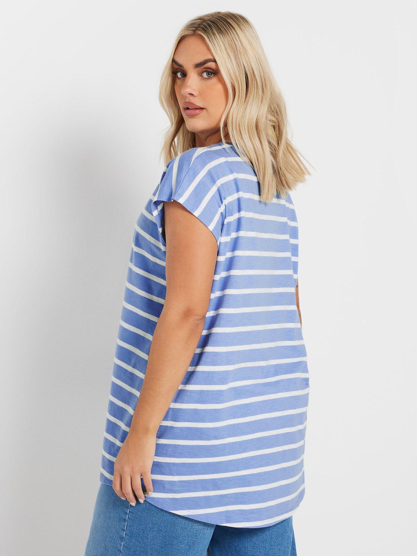 Image 2 of 4 of Yours Curve Grown On Slub T-Shirt - Blue